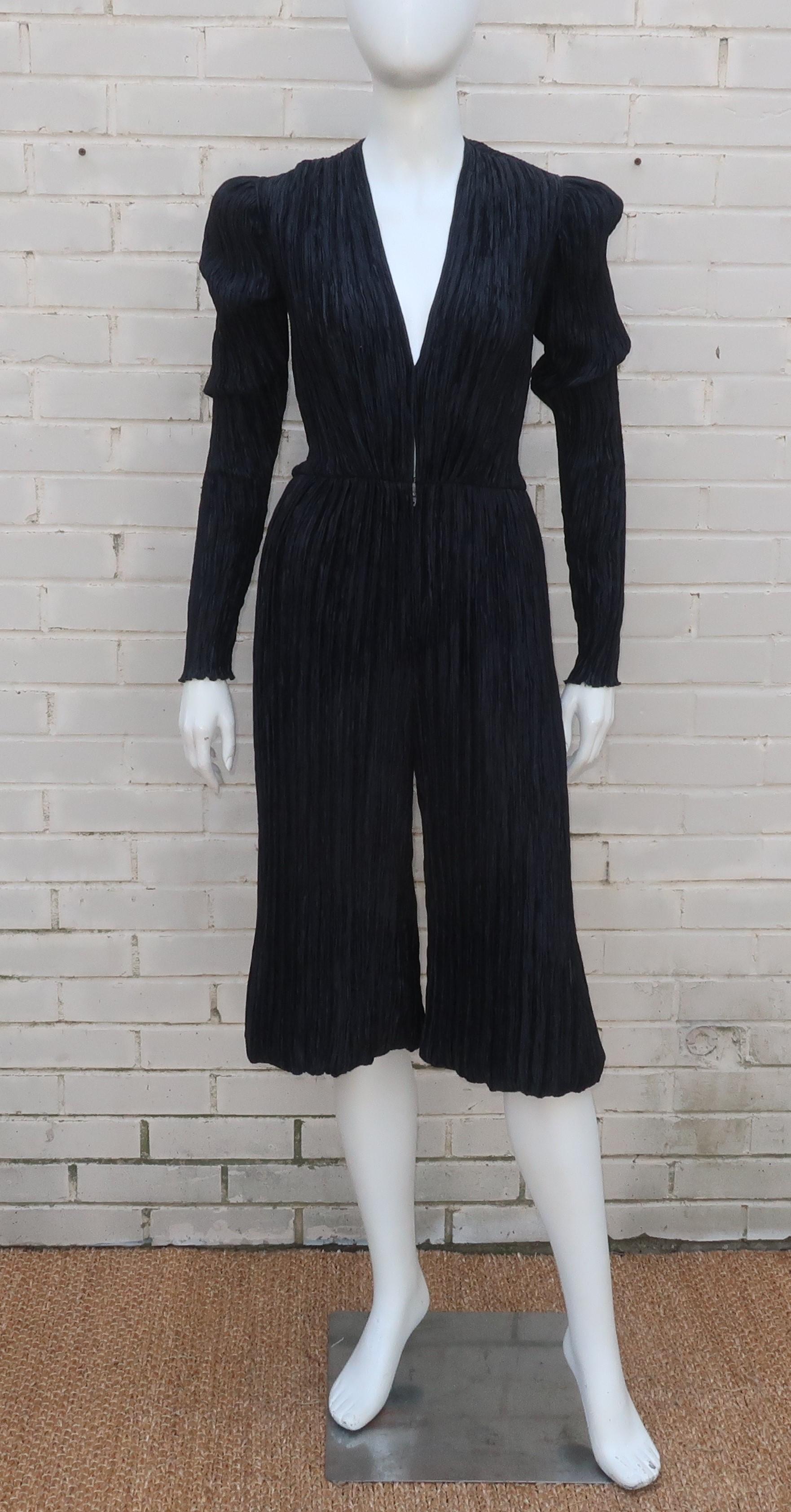 MARY MCFADDEN Black Romper Jumpsuit, 1970's For Sale 9