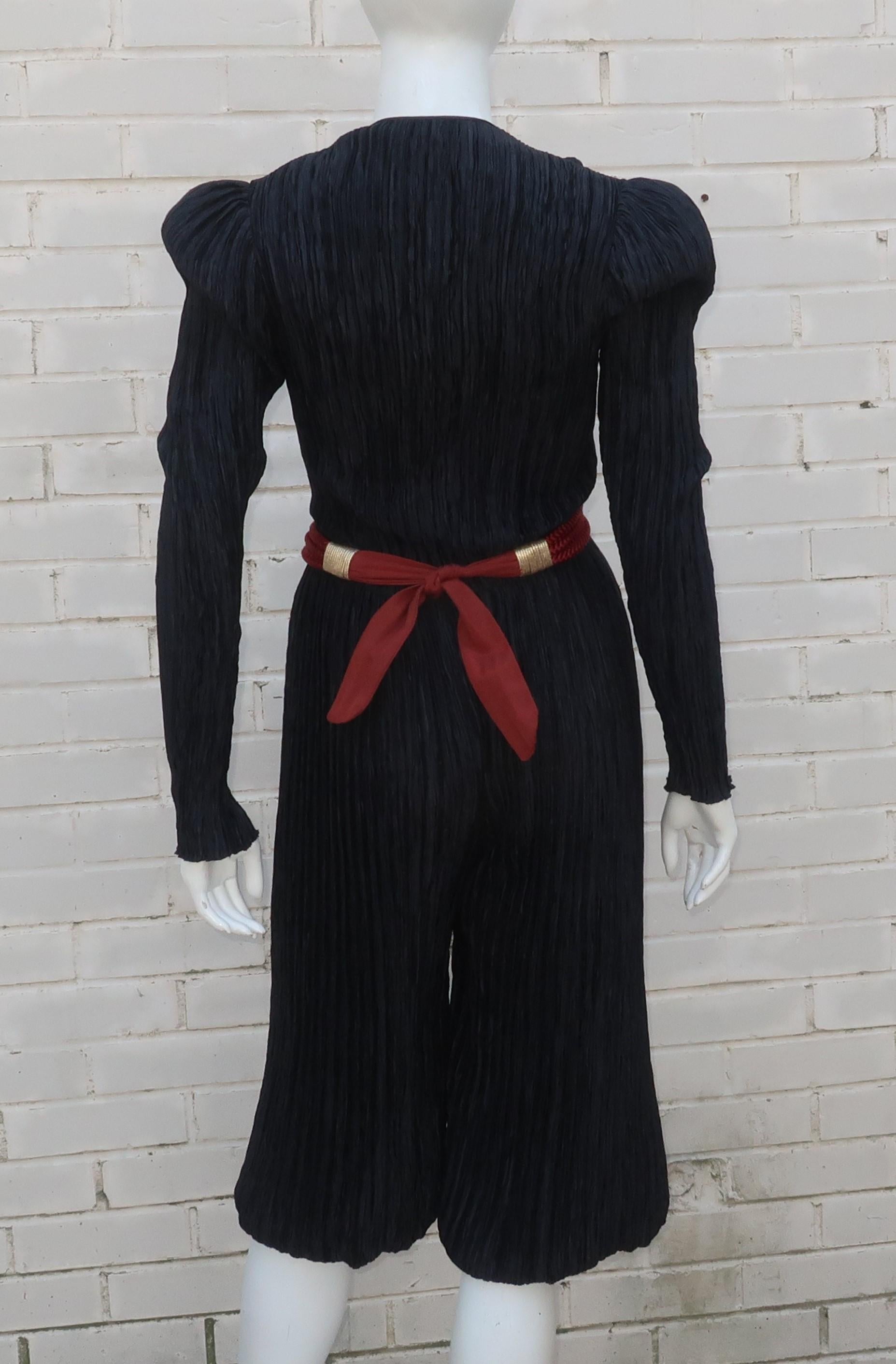 MARY MCFADDEN Black Romper Jumpsuit, 1970's In Good Condition For Sale In Atlanta, GA