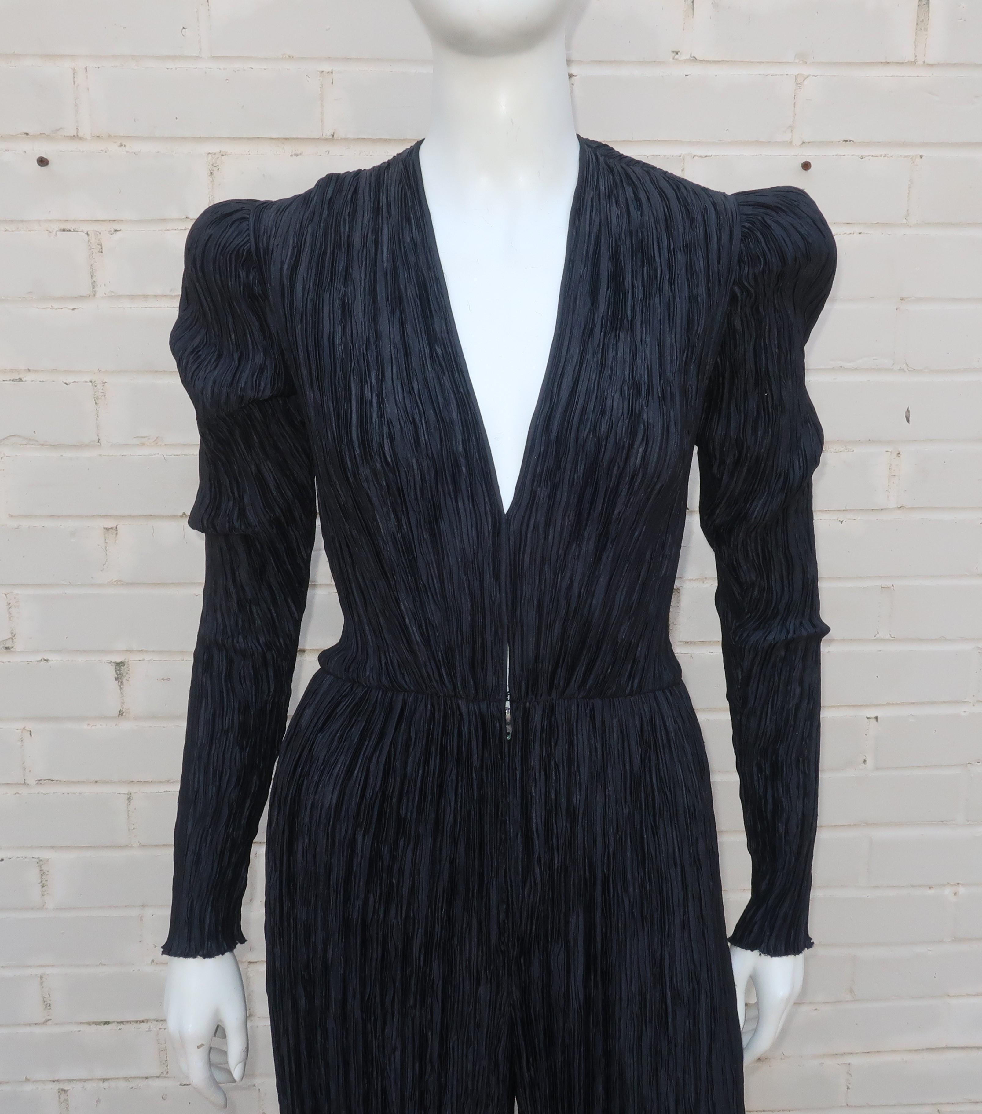 MARY MCFADDEN Black Romper Jumpsuit, 1970's For Sale 2