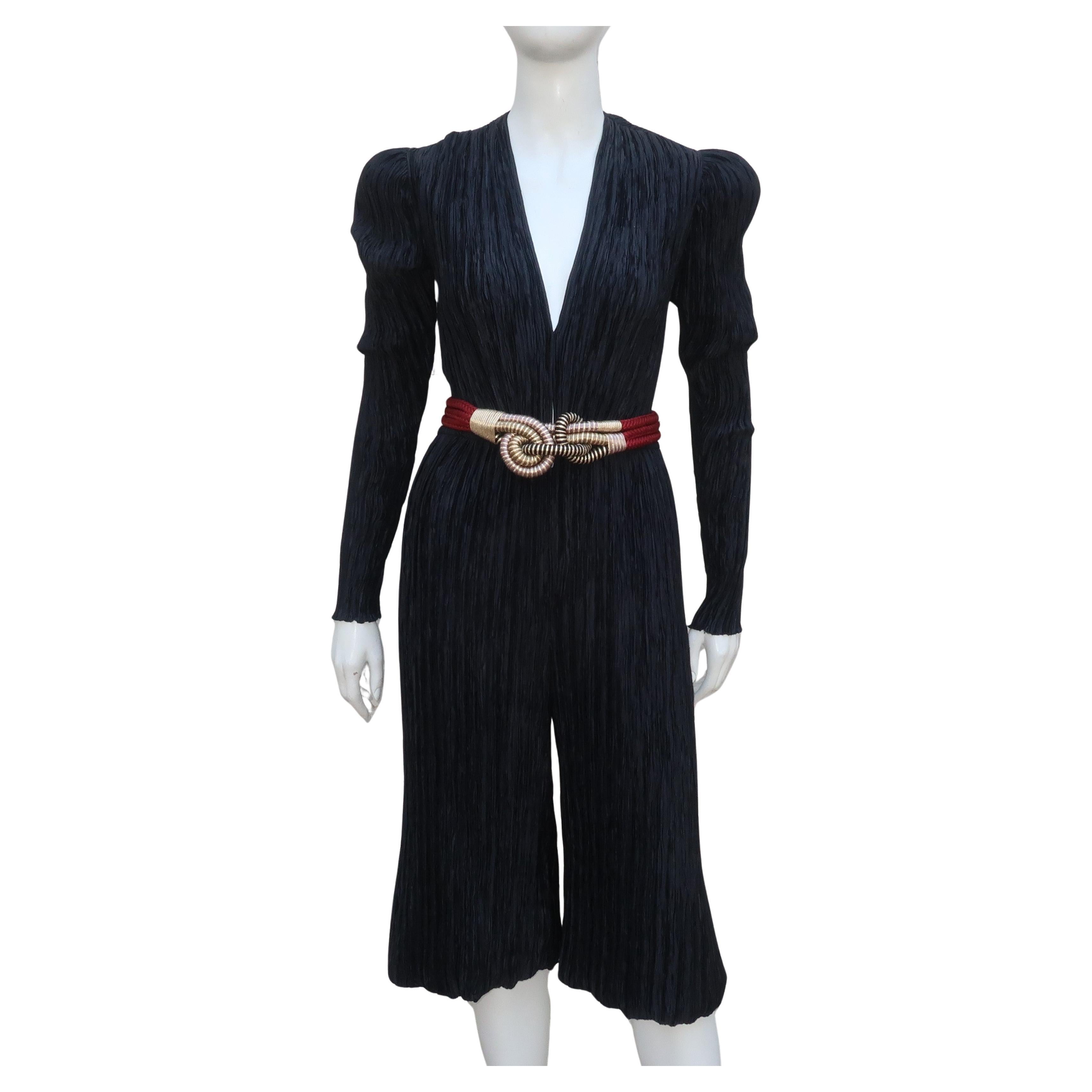 MARY MCFADDEN Black Romper Jumpsuit, 1970's For Sale