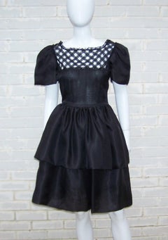 MARY MCFADDEN Black Silk Organza Dress With Lace, 1980’s