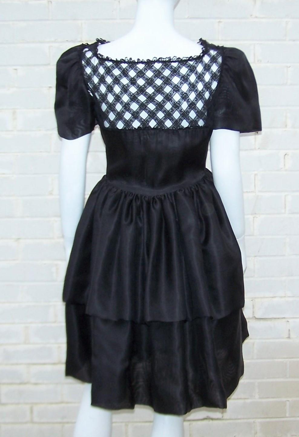 Mary McFadden Black Silk Organza Dress With Lace 7