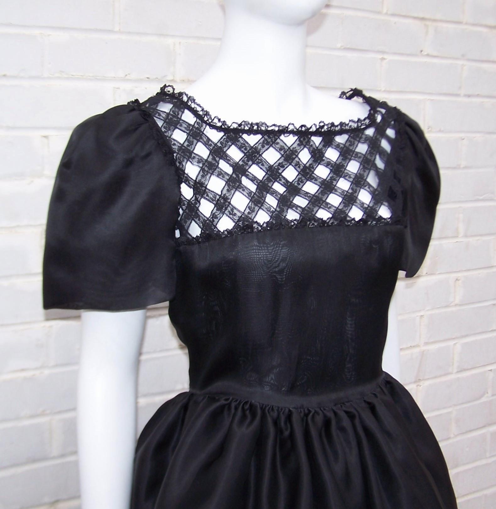 Mary McFadden Black Silk Organza Dress With Lace 1