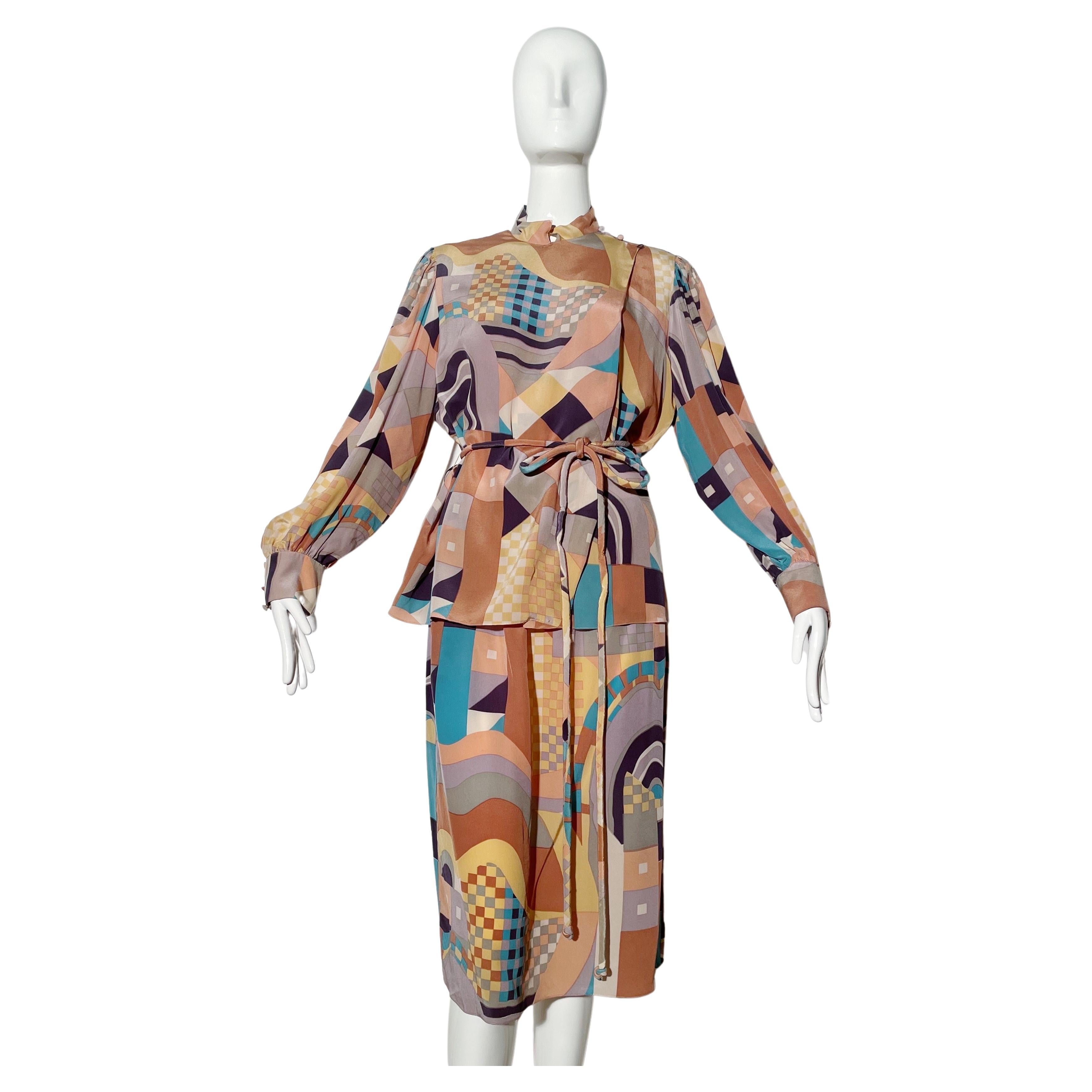 Mary McFadden Blouse and Skirt Set 