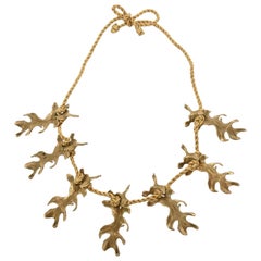 Mary McFadden Collier sculptural de couture vintage en bronze et soie tressée en corde
