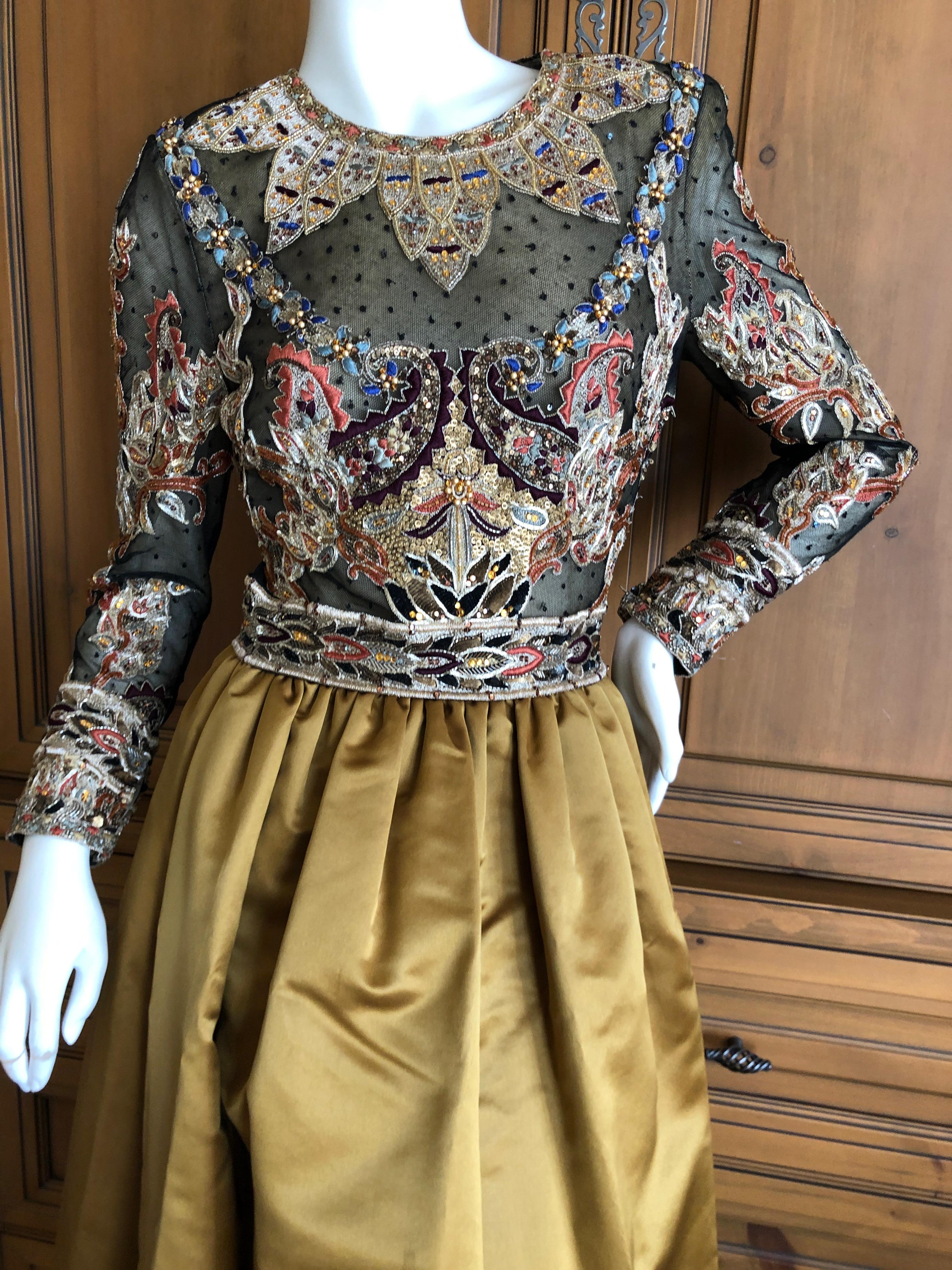 Mary McFadden Couture 1970's Extravagantly Embellished Evening Dress 7