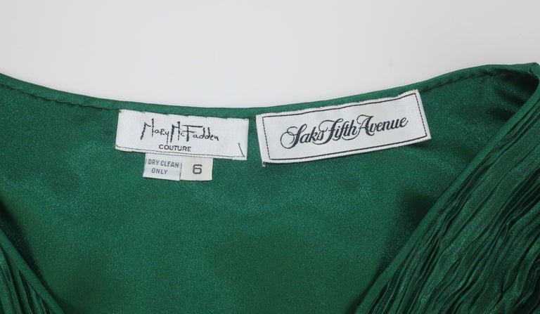 Mary McFadden Couture Emerald Green Cocktail Dress, 1980's For Sale 6