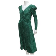 Mary McFadden Couture Emerald Green Cocktail Dress, 1980's