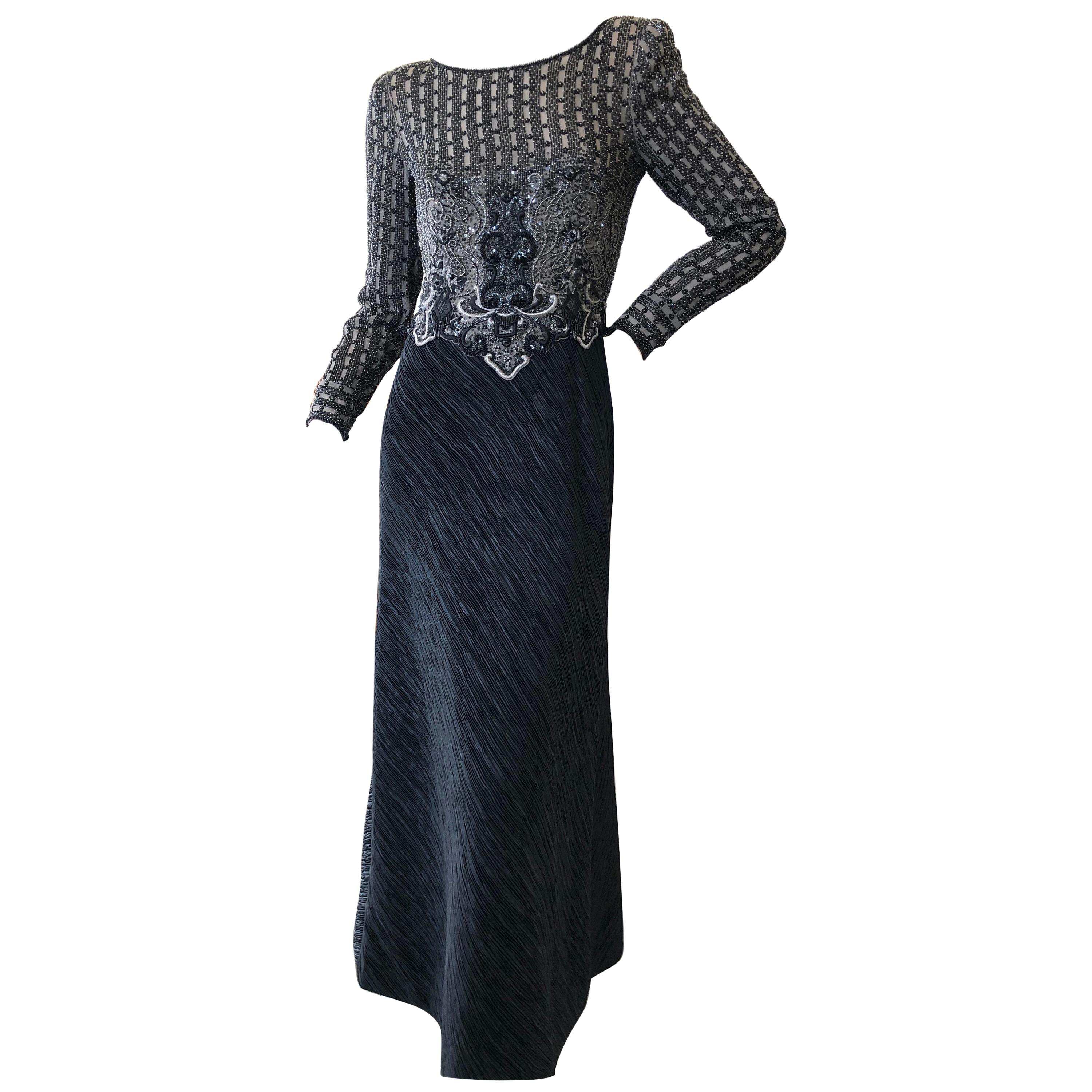 black embellished evening dress