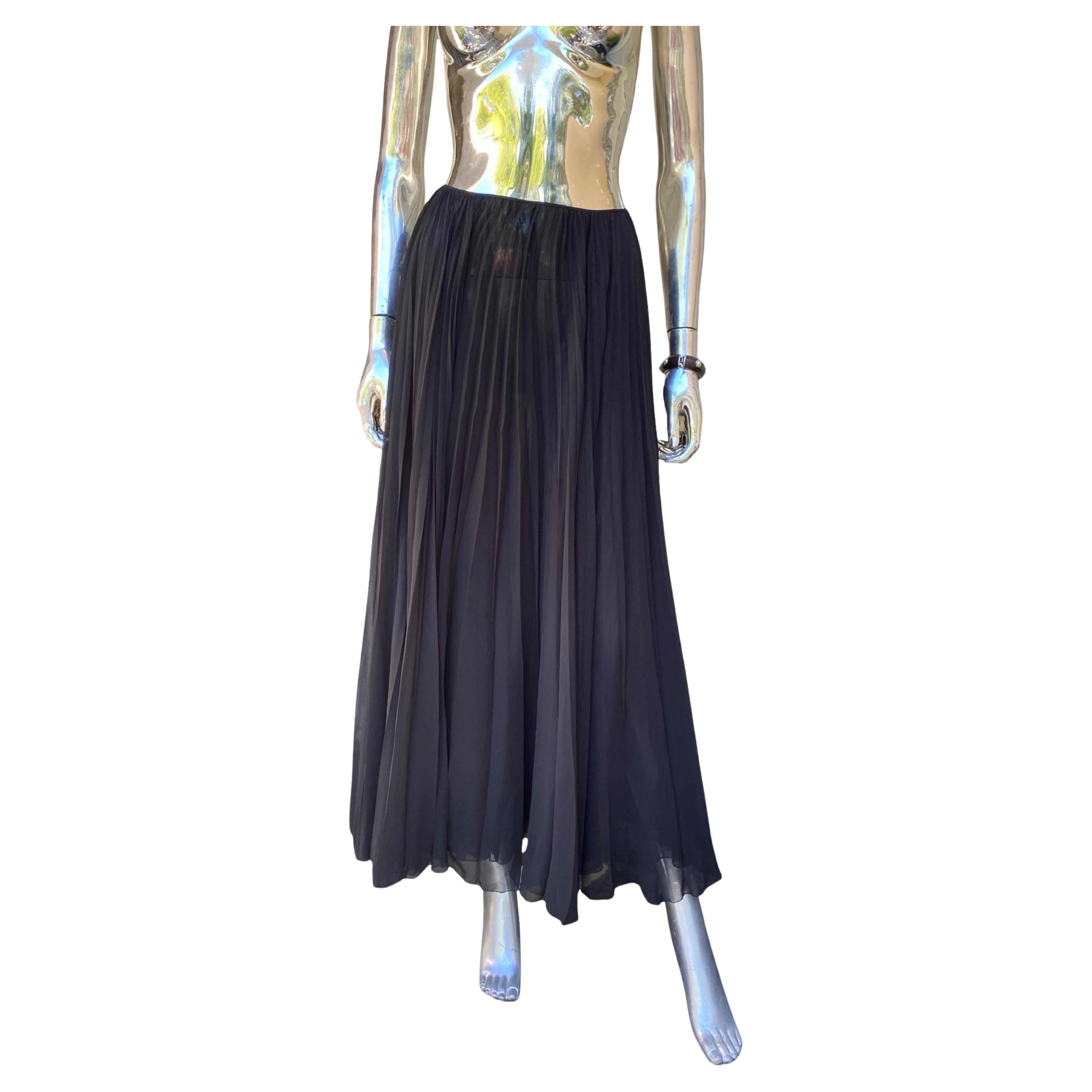 Mary McFadden COUTURE Jupe plissée en mousseline noire Taille 6