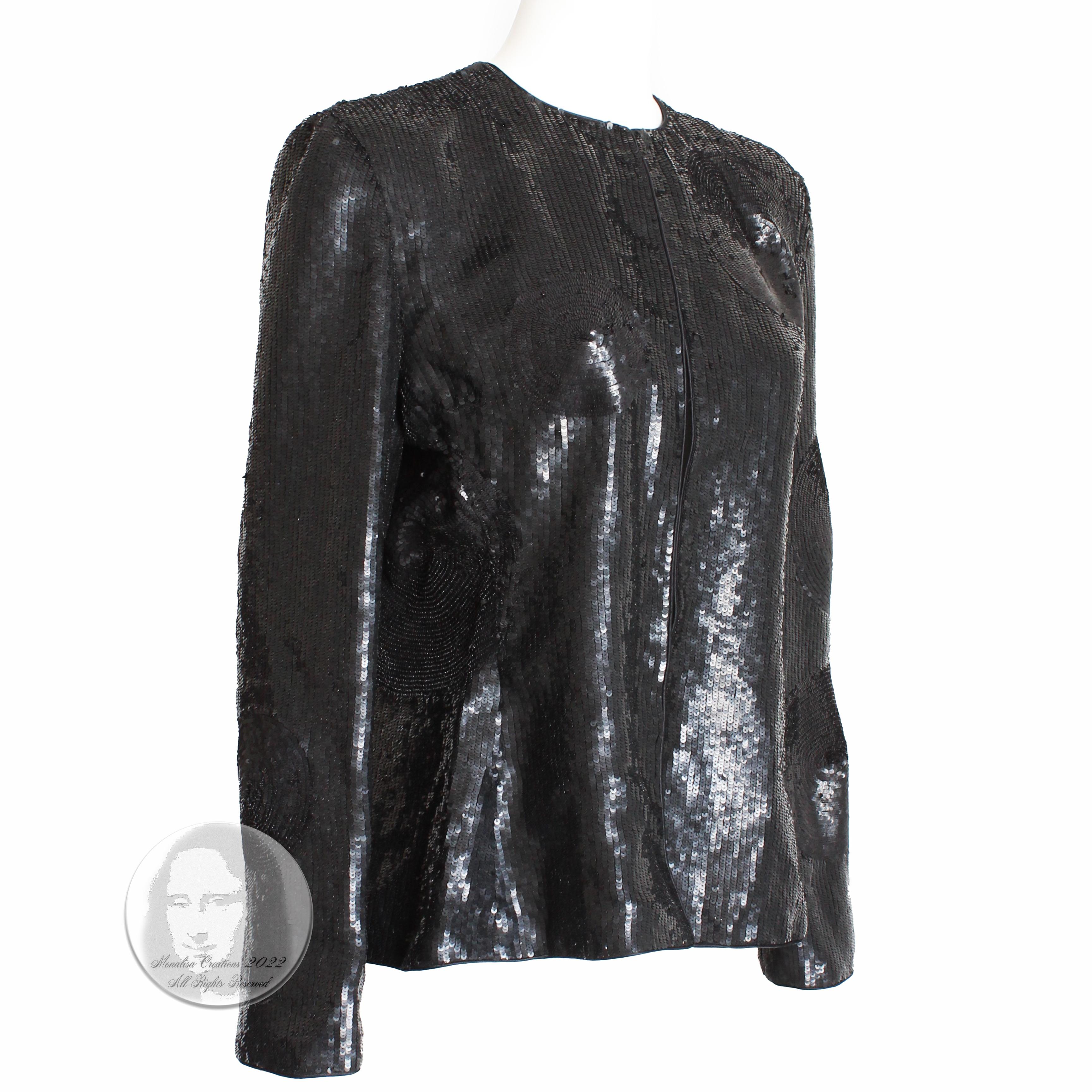 Mary McFadden Couture Jacket Sequins Evening Cocktail Formal Embellished Vintage In Good Condition In Port Saint Lucie, FL