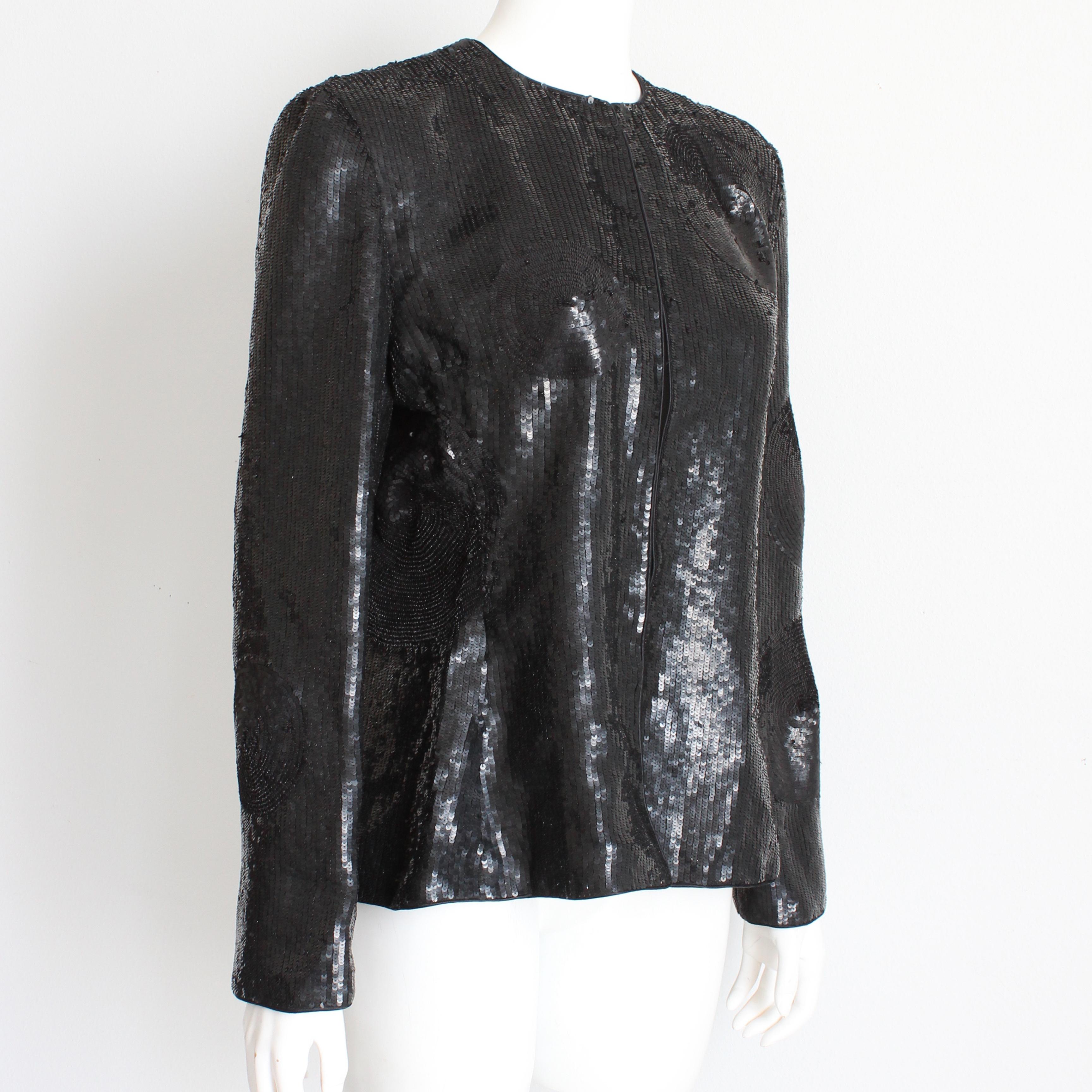 Mary McFadden Couture Jacket Sequins Evening Cocktail Formal Embellished Vintage In Good Condition For Sale In Port Saint Lucie, FL