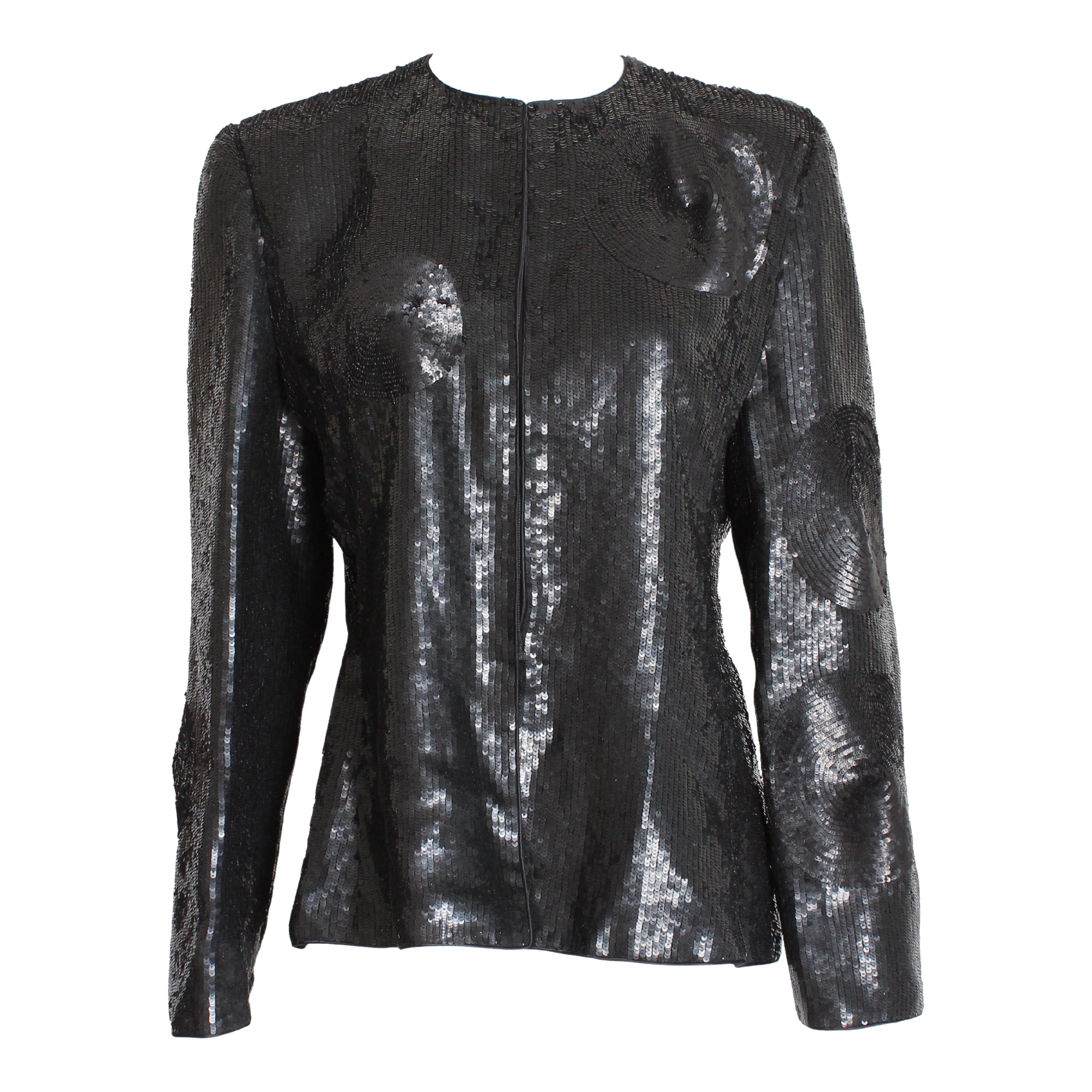 Mary McFadden Couture veste de soirée cocktail ornée de sequins vintage