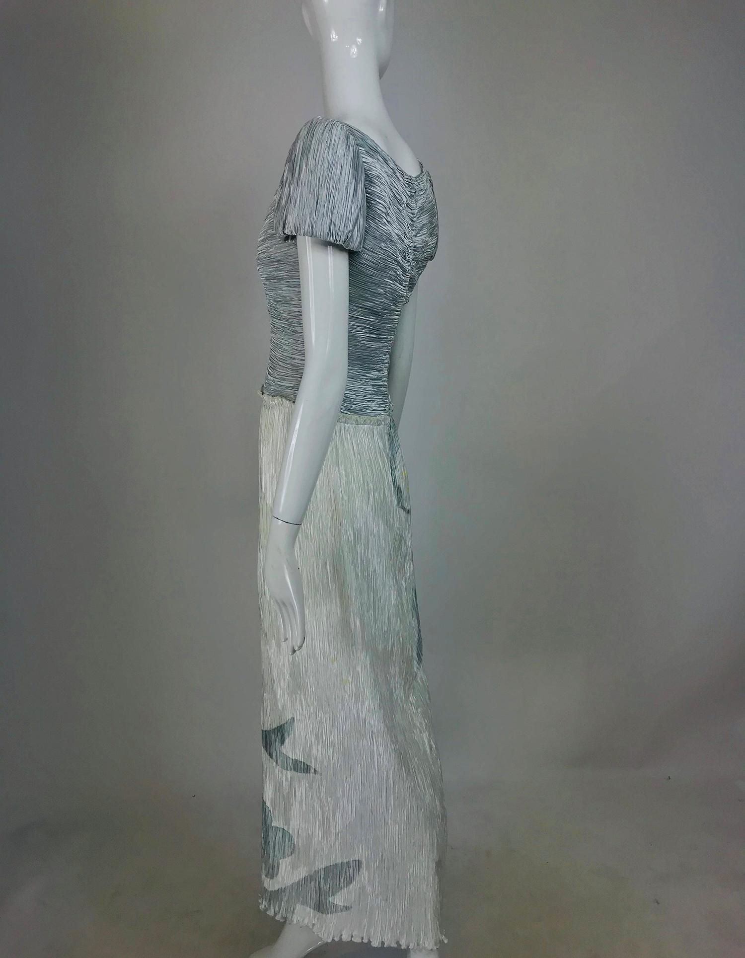 Mary McFadden Couture Pleated and Painted Evening gown In Good Condition In West Palm Beach, FL
