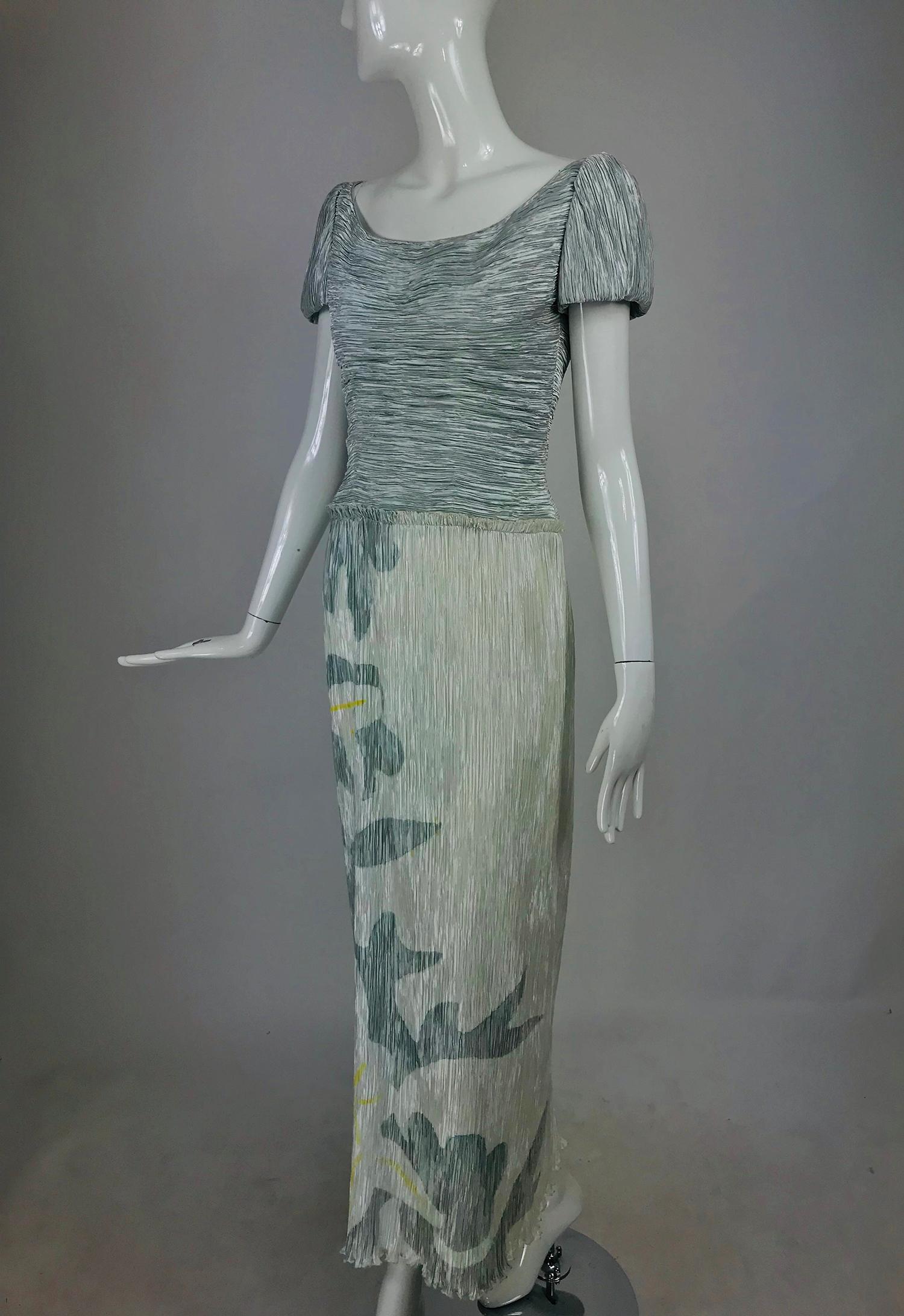 Mary McFadden Couture Pleated and Painted Evening gown 1
