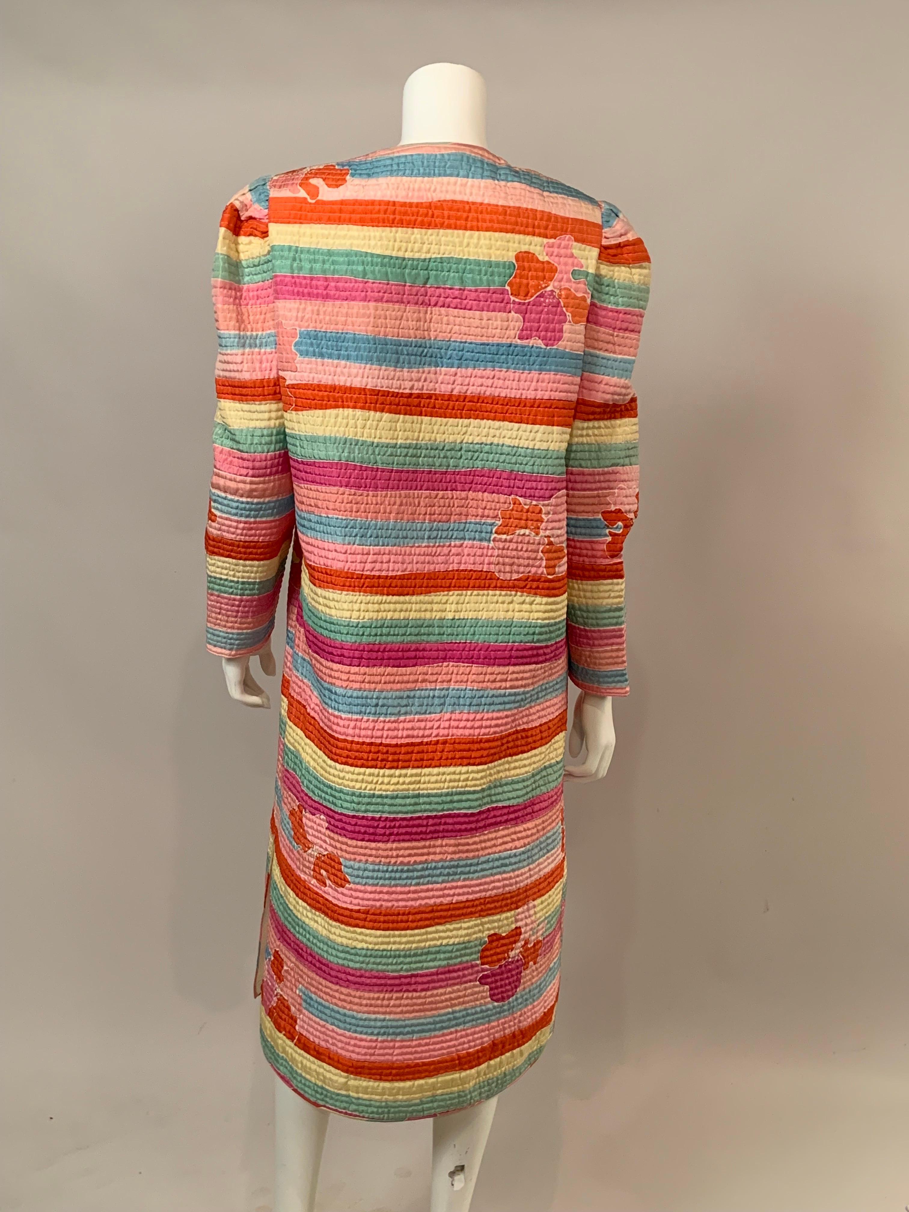 Mary McFadden Couture Quilted Striped Cotton Coat  For Sale 1