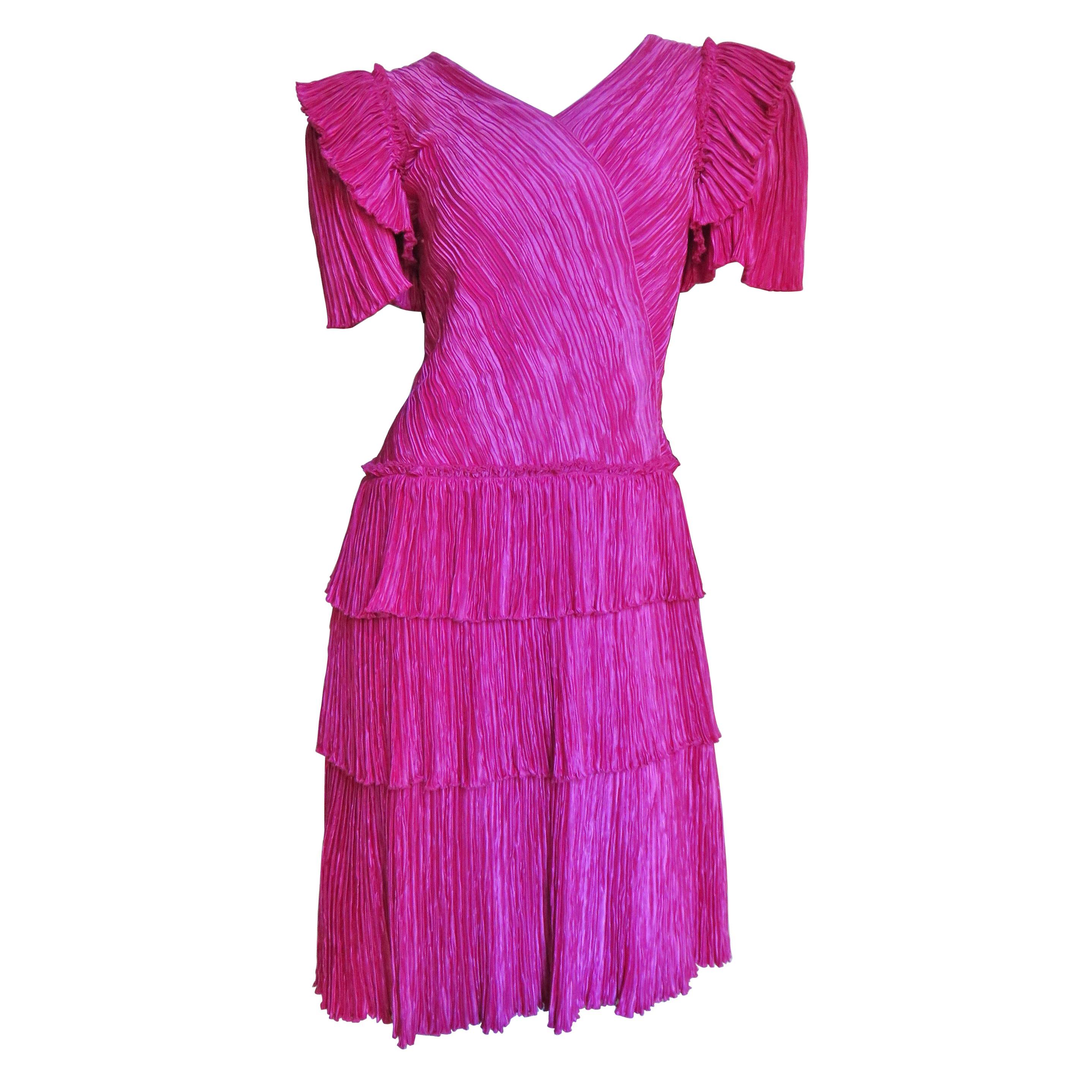 Mary McFadden Couture Silk Dress 1980s