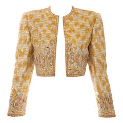 Mary McFadden Couture Silk Embroidered Sequins Diamanté Bolero Jacket, ca. 1980's