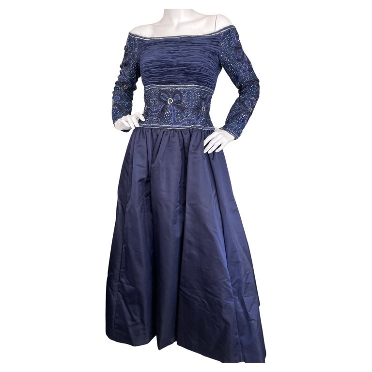 Amazing 1980s Mary McFadden One Shoulder Pleated Two Piece Set Dress w Braided Belt