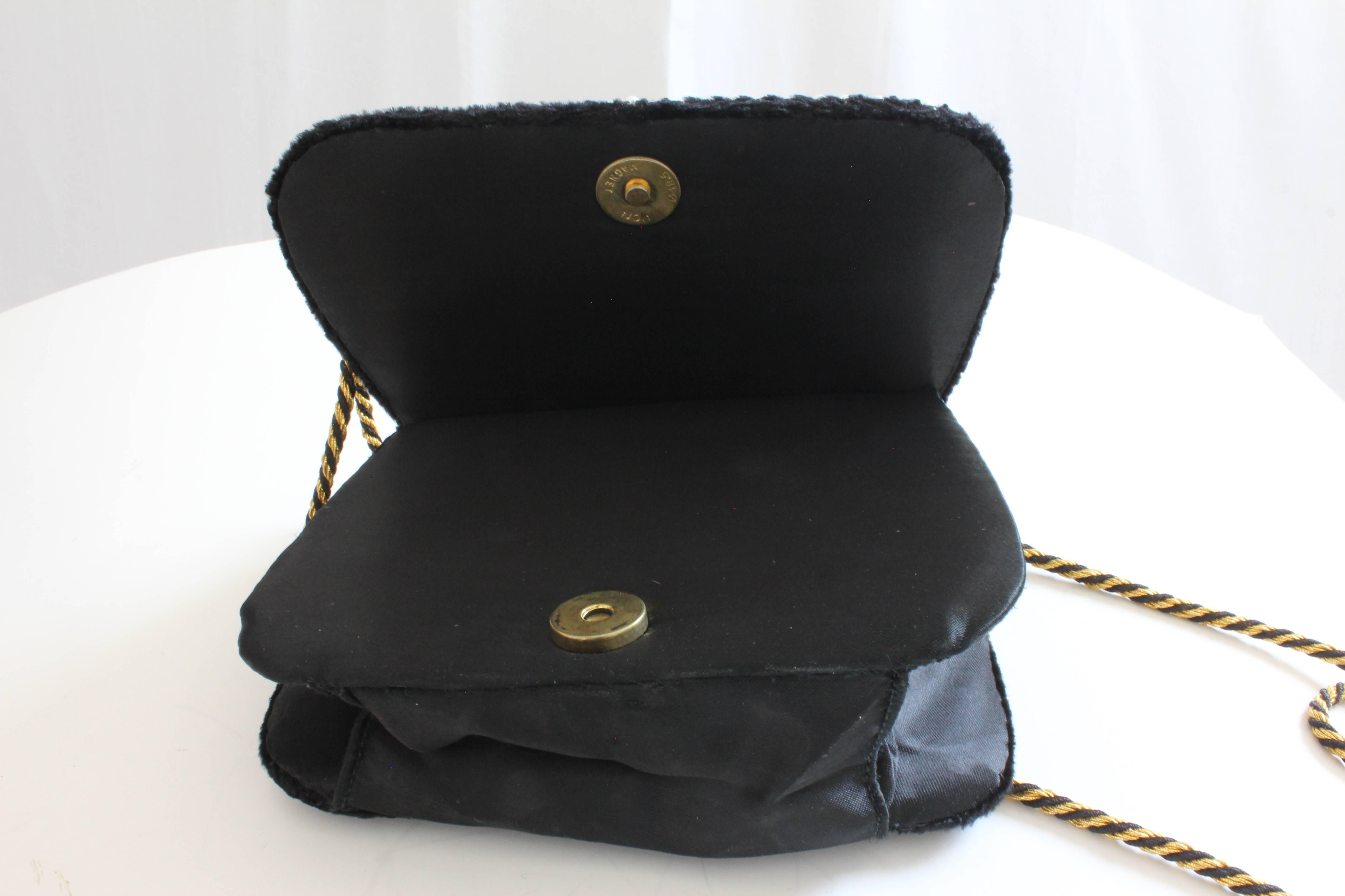 Mary McFadden Evening Bag Purse Embellished Black Velvet in Original Box 1980s  6