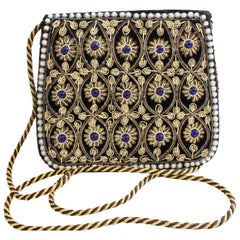 Mary McFadden Evening Bag Purse Embellished Black Velvet in Original Box 1980s