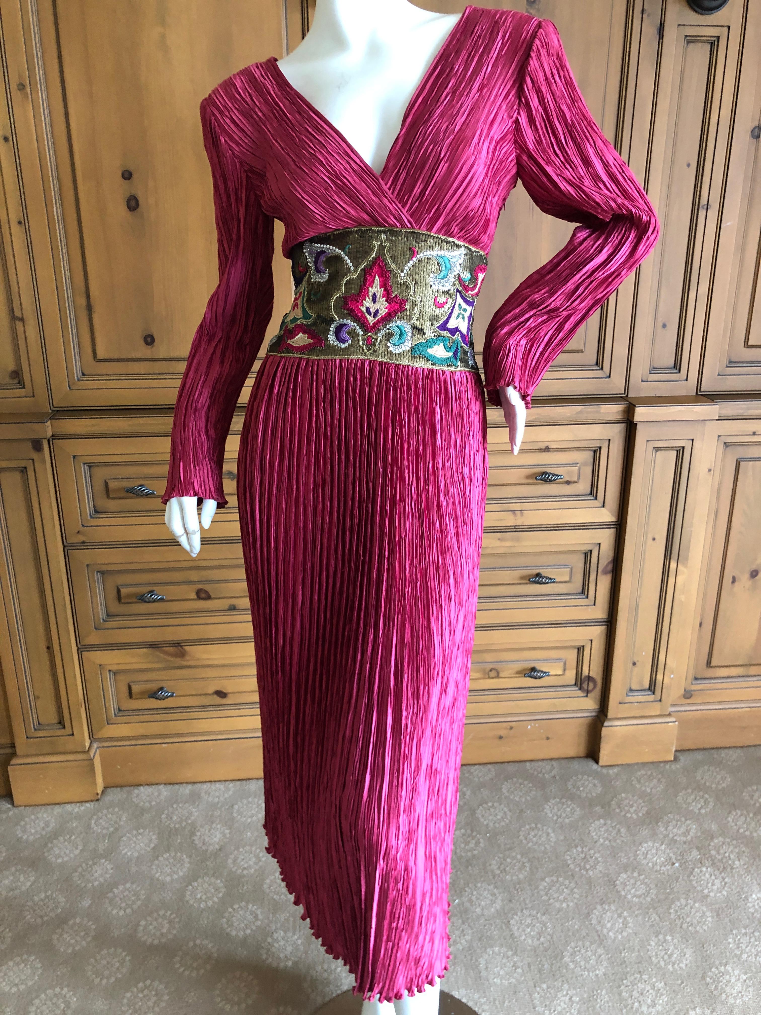 Women's Mary McFadden for Bergdorf Goodman Embellished Low Cut Evening Dress For Sale
