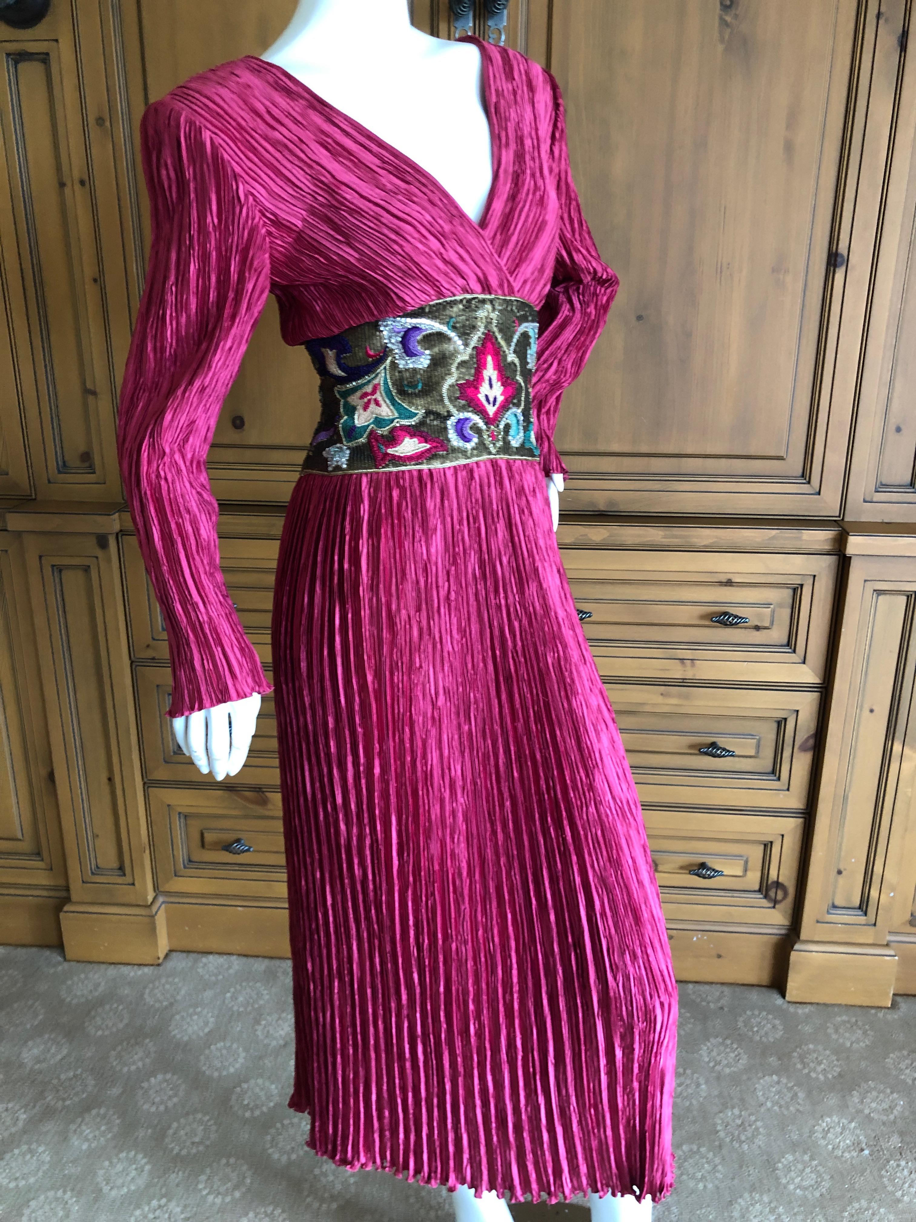 Mary McFadden for Bergdorf Goodman Embellished Low Cut Evening Dress For Sale 1