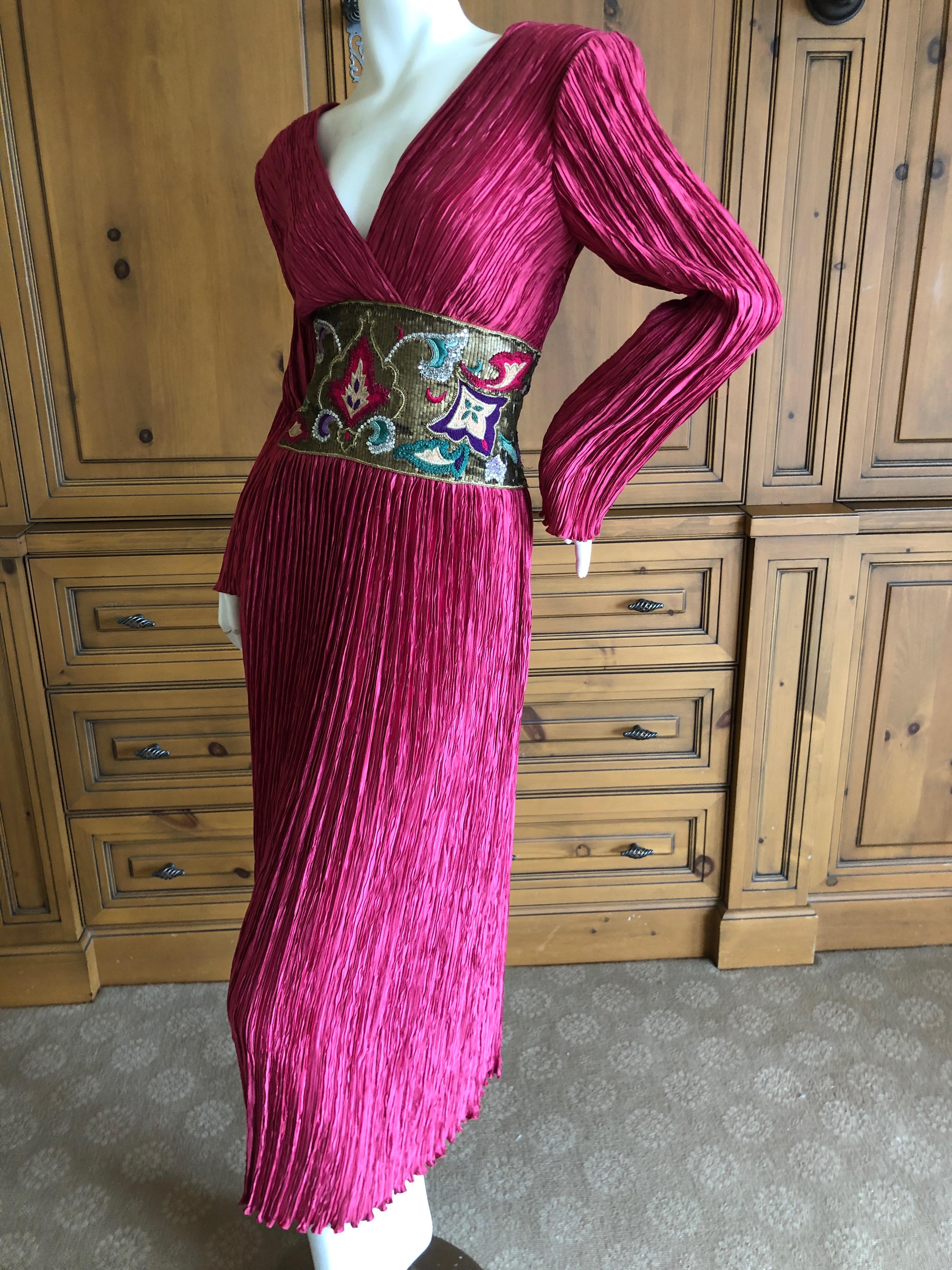 Mary McFadden for Bergdorf Goodman Embellished Low Cut Evening Dress For Sale 2