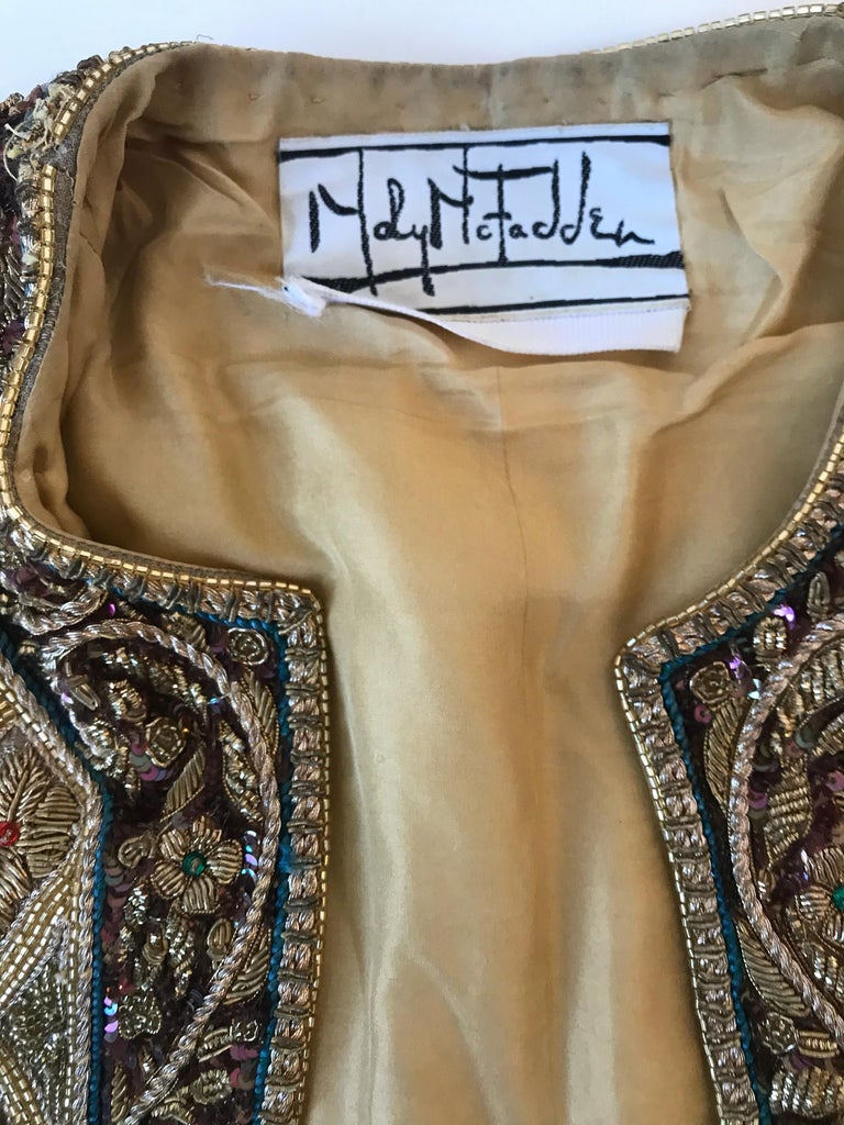 Mary McFadden Gold Embroidered Beaded Jacket with Metal Strip Work For Sale 5