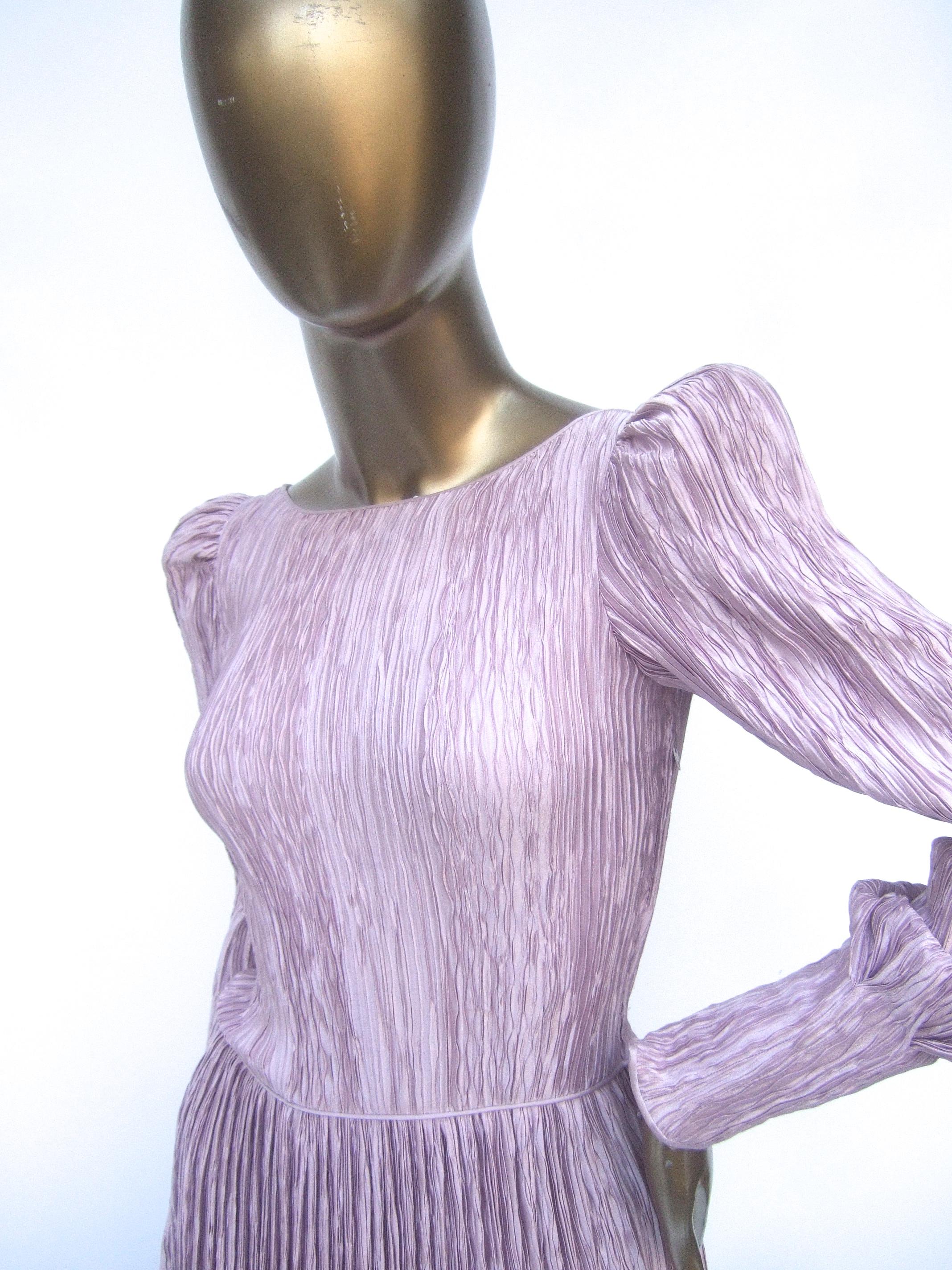 Mary McFadden Lavender Delphos Pleated Backless Gown for Neiman Marcus c 1990 1