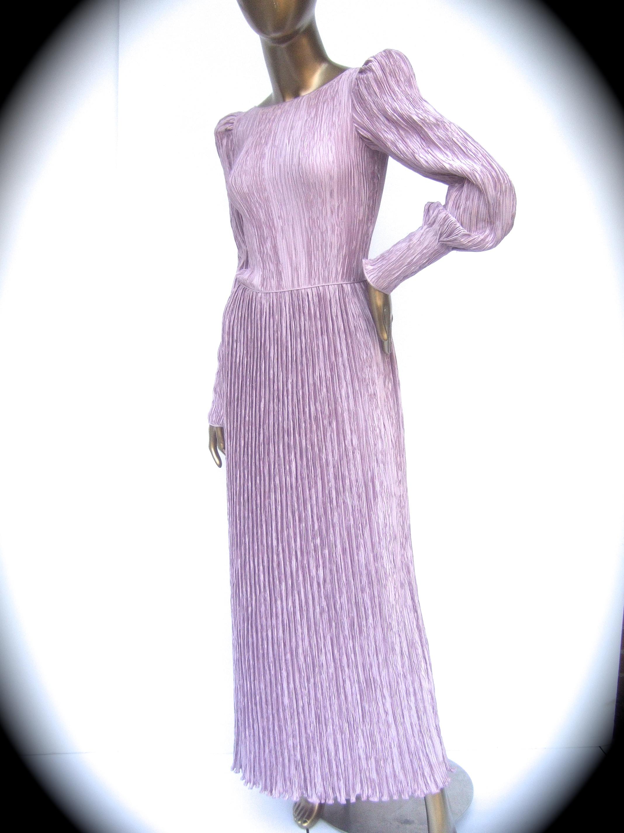 Mary McFadden Lavender Delphos Pleated Backless Gown for Neiman Marcus c 1990 3