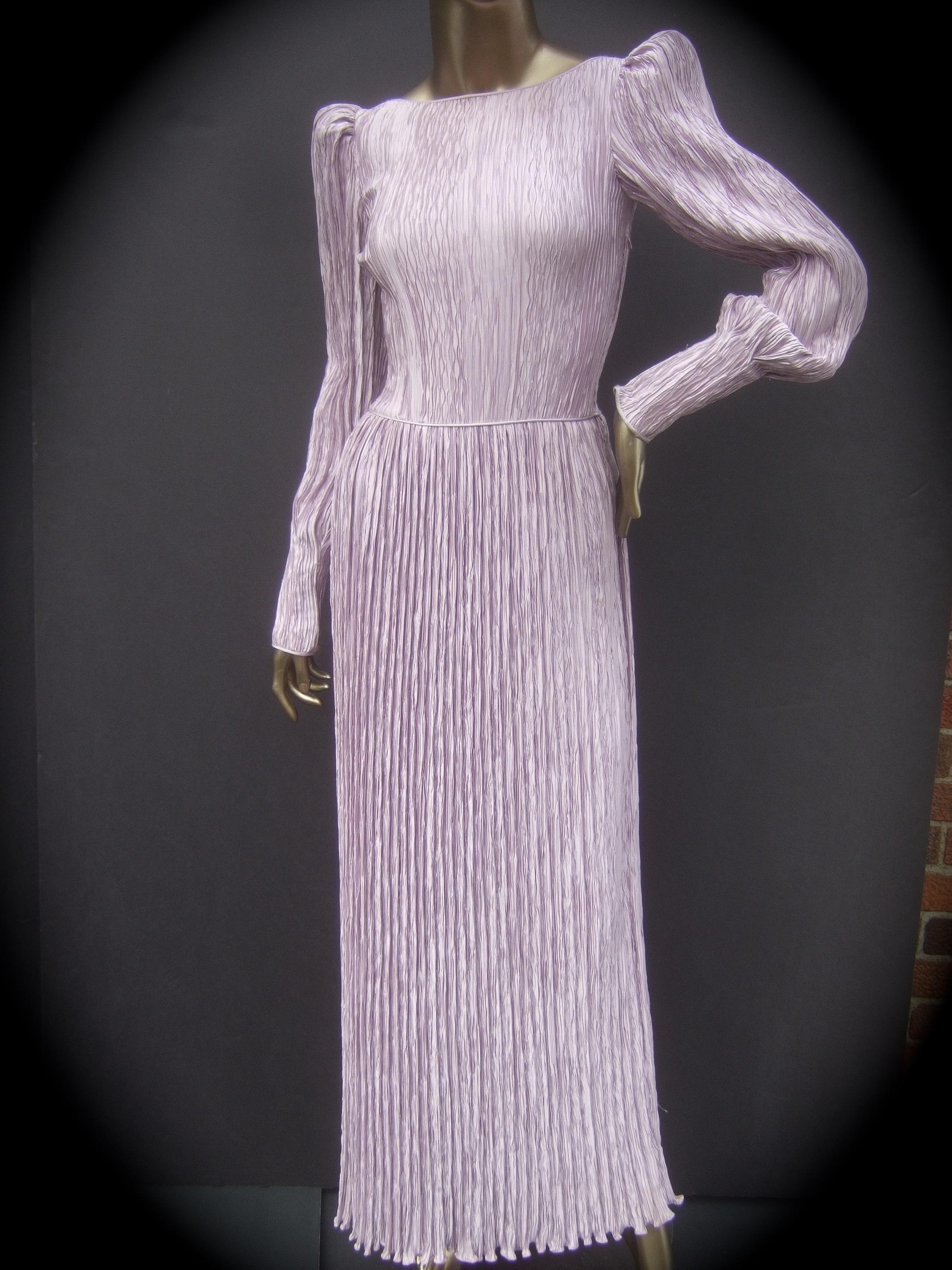 Mary McFadden Lavender Delphos Pleated Backless Gown for Neiman Marcus c 1990 6