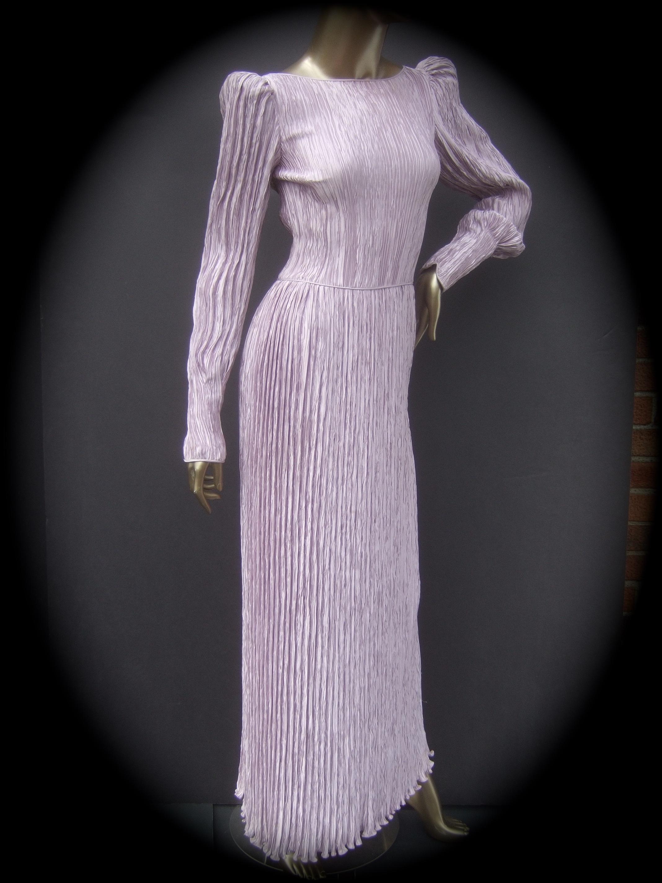 Women's Mary McFadden Lavender Delphos Pleated Backless Gown for Neiman Marcus c 1990