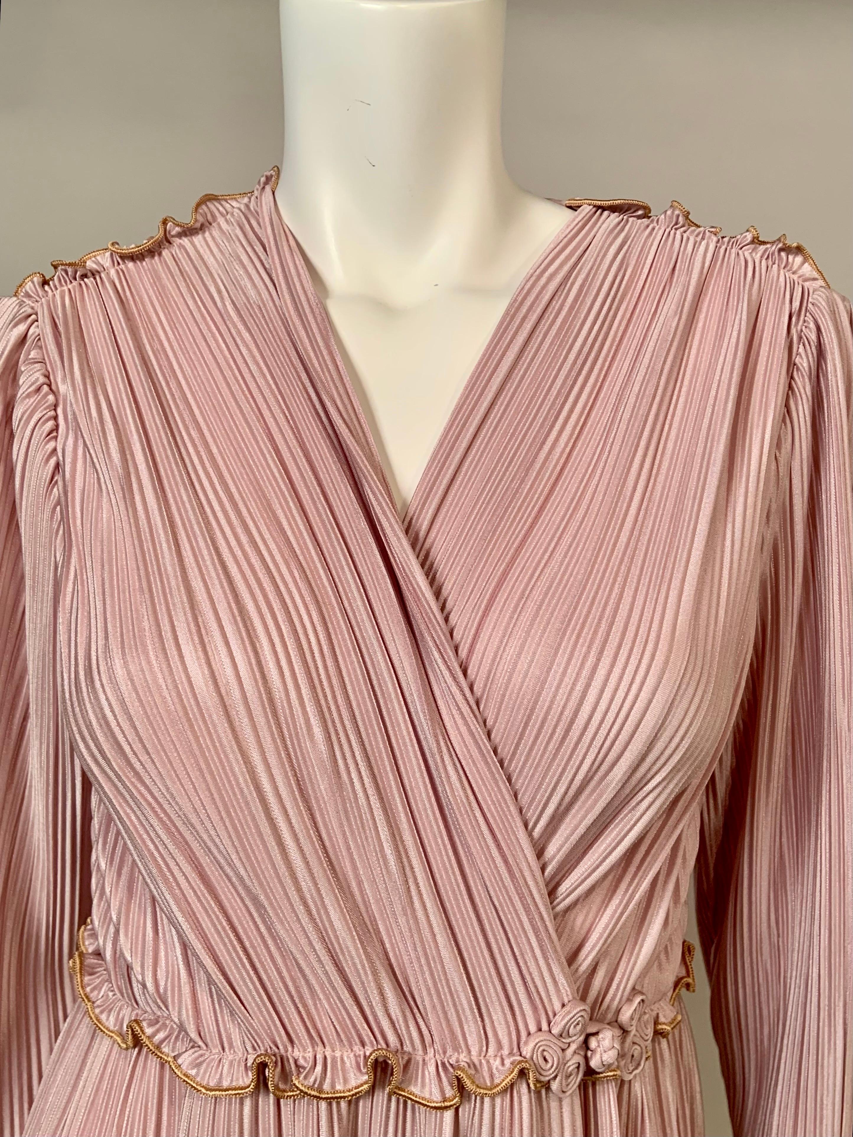 Beige Mary McFadden Pleated Lilac Robe or Gown For Sale