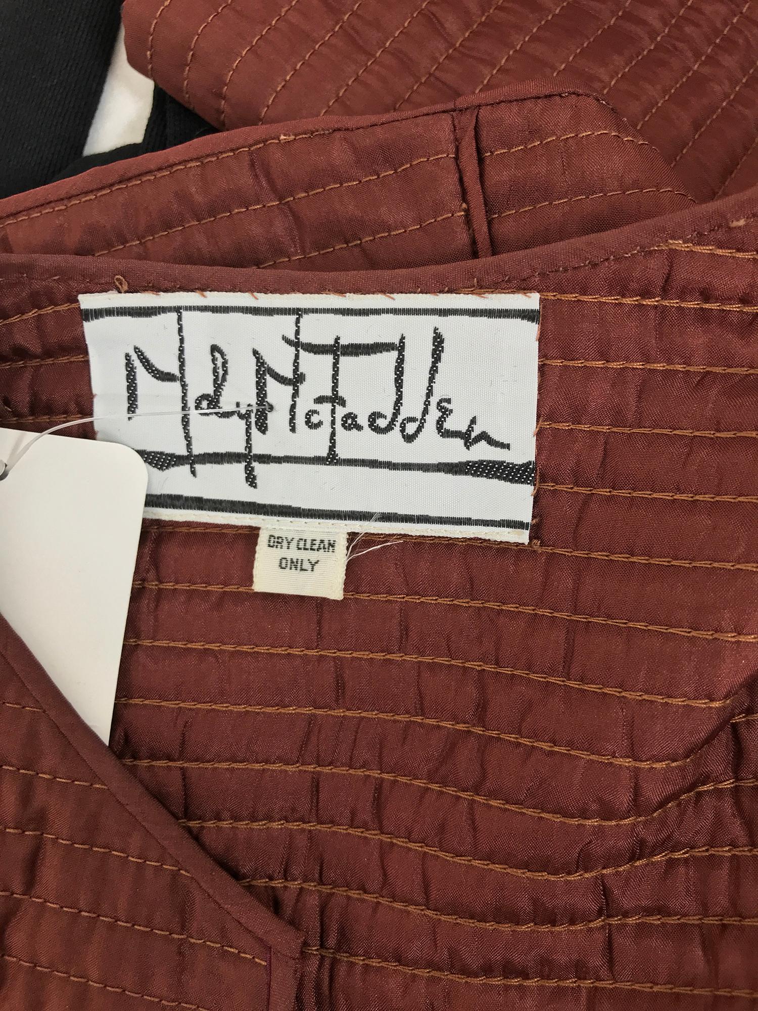 Mary McFadden Quilted Jacket in Rich Raisin Brown 1970s 7