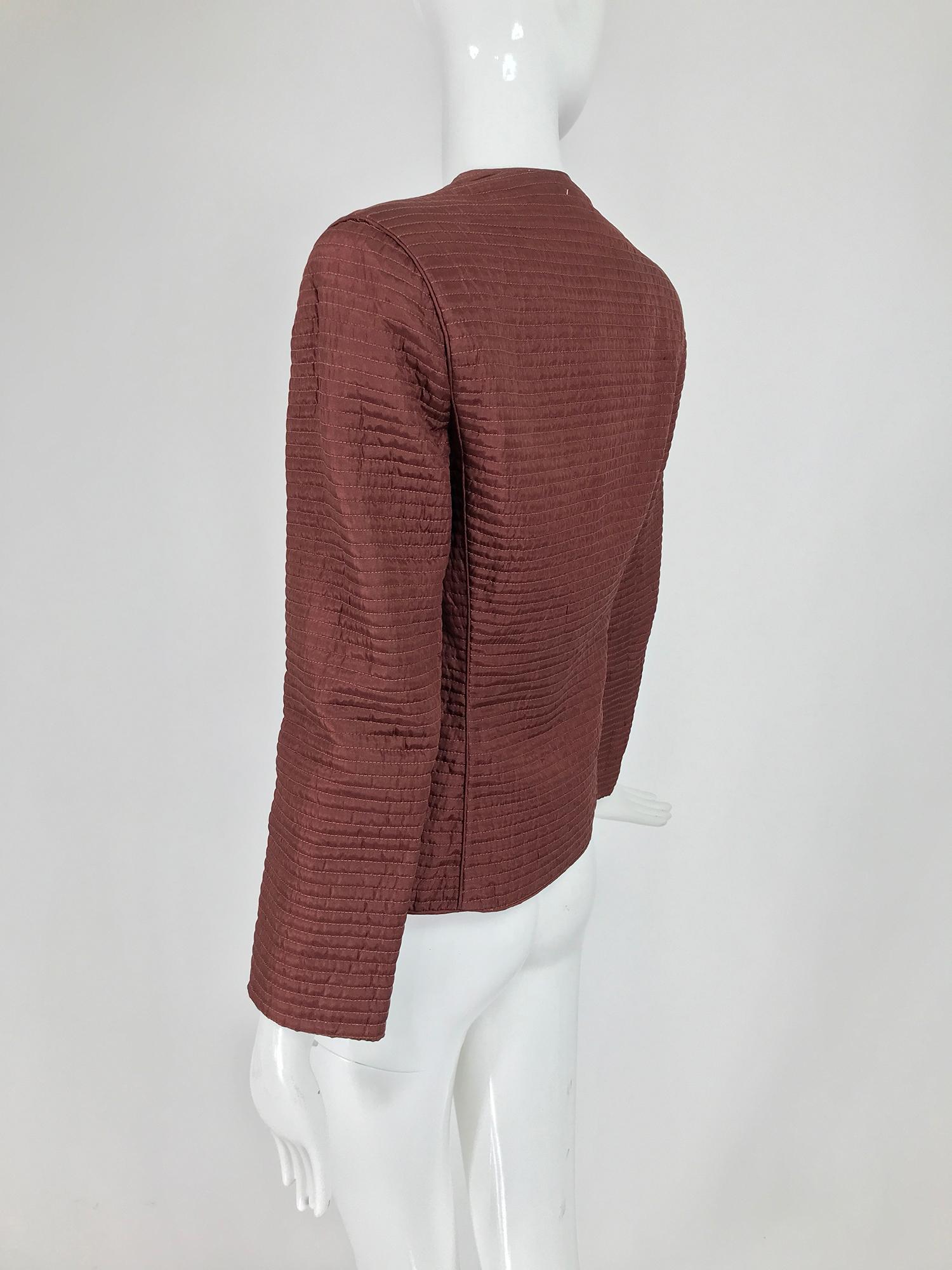 Mary McFadden Quilted Jacket in Rich Raisin Brown 1970s 5