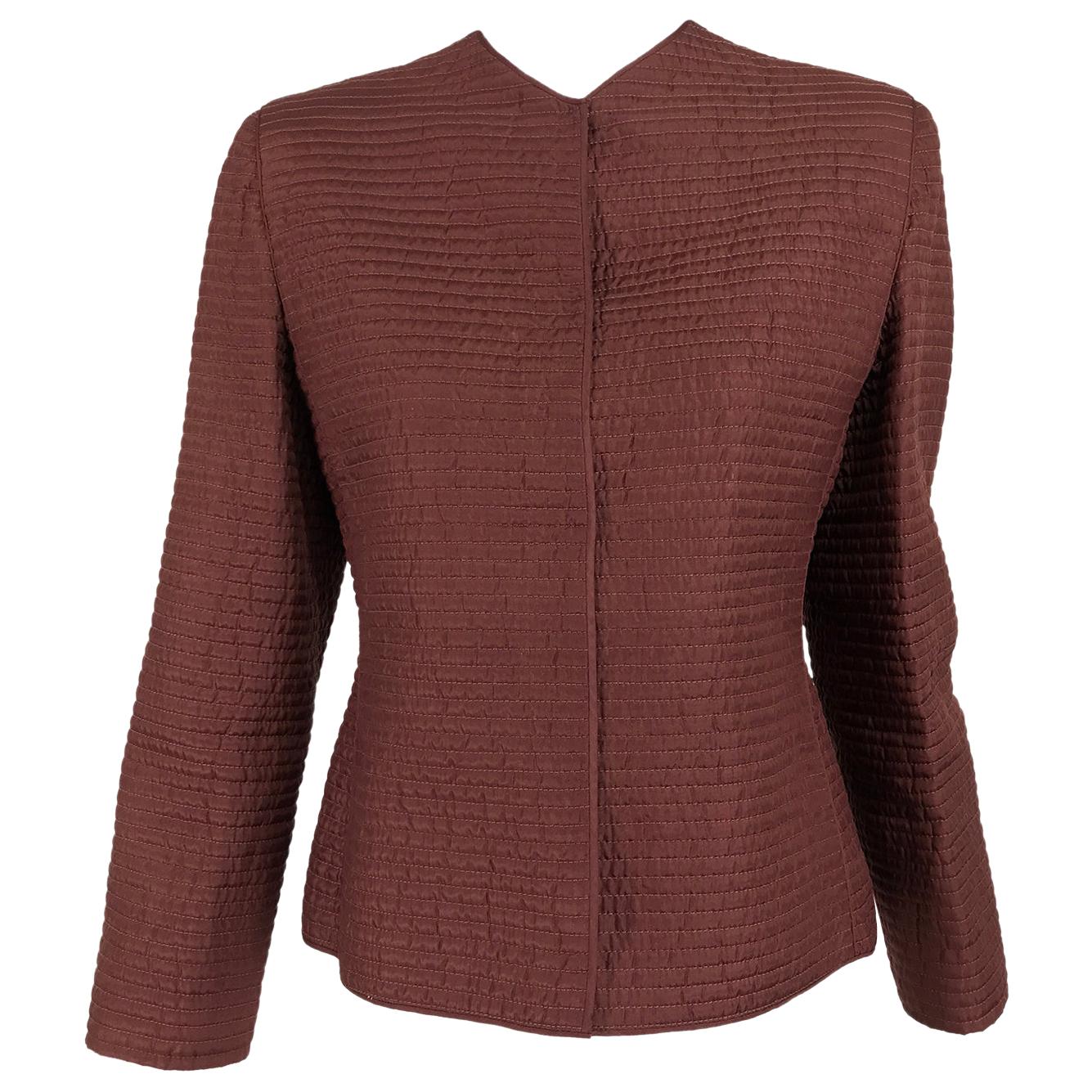 Mary McFadden Quilted Jacket in Rich Raisin Brown 1970s