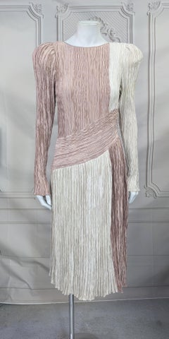 Mary McFadden Signature Pleated 2 Toned Cocktail Dress