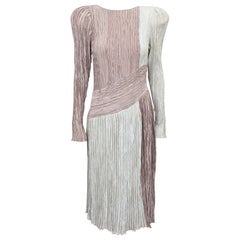 Mary McFadden - Vestito da cocktail plissettato a due tonalità