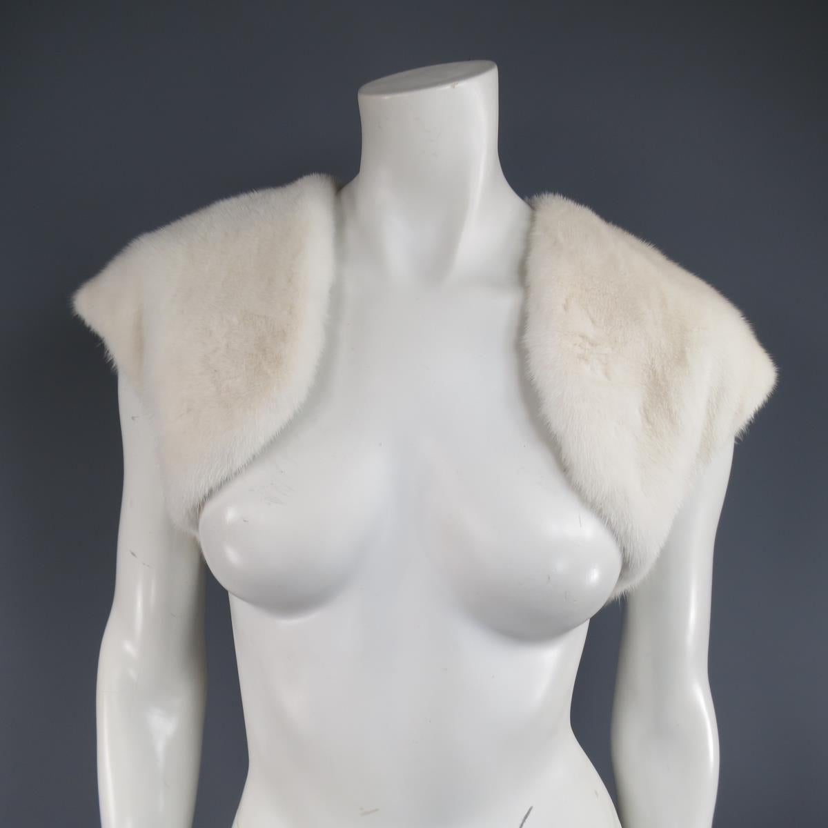 Women's MARY MCFADDEN Size M Cream Cropped Bolero Vest Shrug