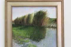 "Flooded Wetlands" original soft pastel on paper, en plein air landscape, marsh
