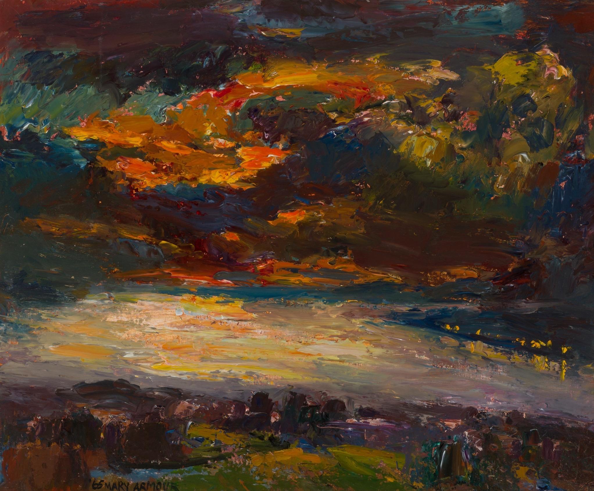 Mary Nicol Neill Armour RSA RSW Landscape Painting - Sunset over Gareloch