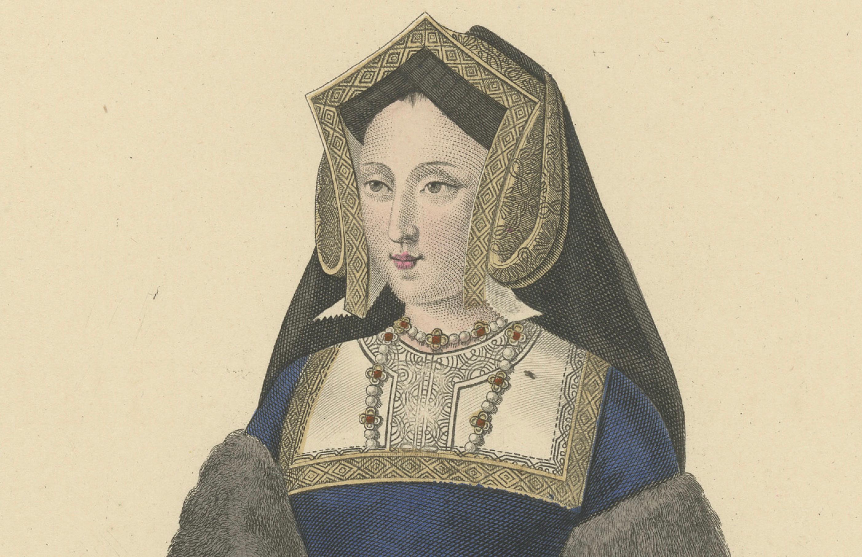Maria von England, Königin von Frankreich - Handkolorierter Kupferstich, um 1900 im Zustand „Gut“ im Angebot in Langweer, NL