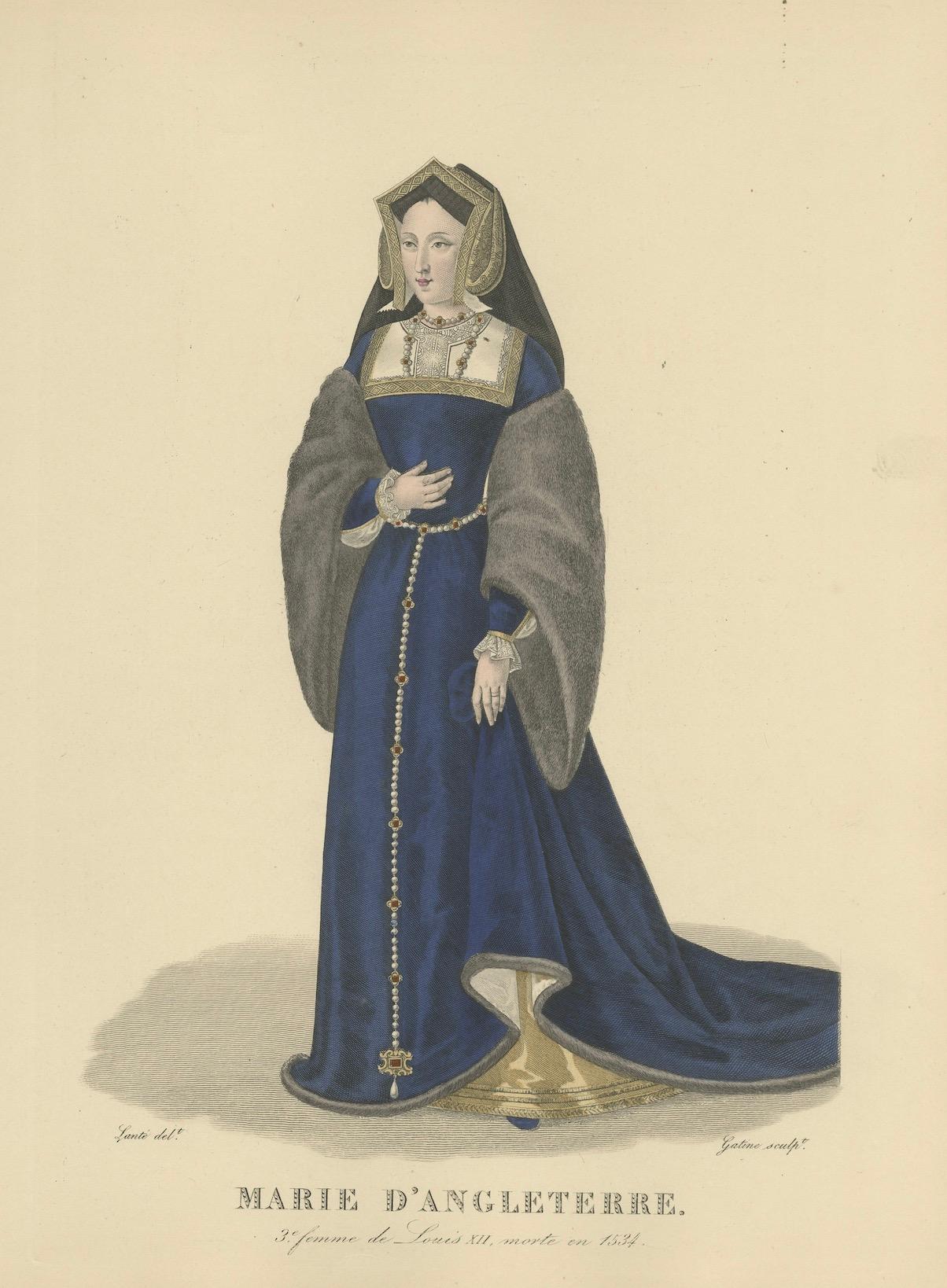 Maria von England, Königin von Frankreich - Handkolorierter Kupferstich, um 1900 (Frühes 20. Jahrhundert) im Angebot