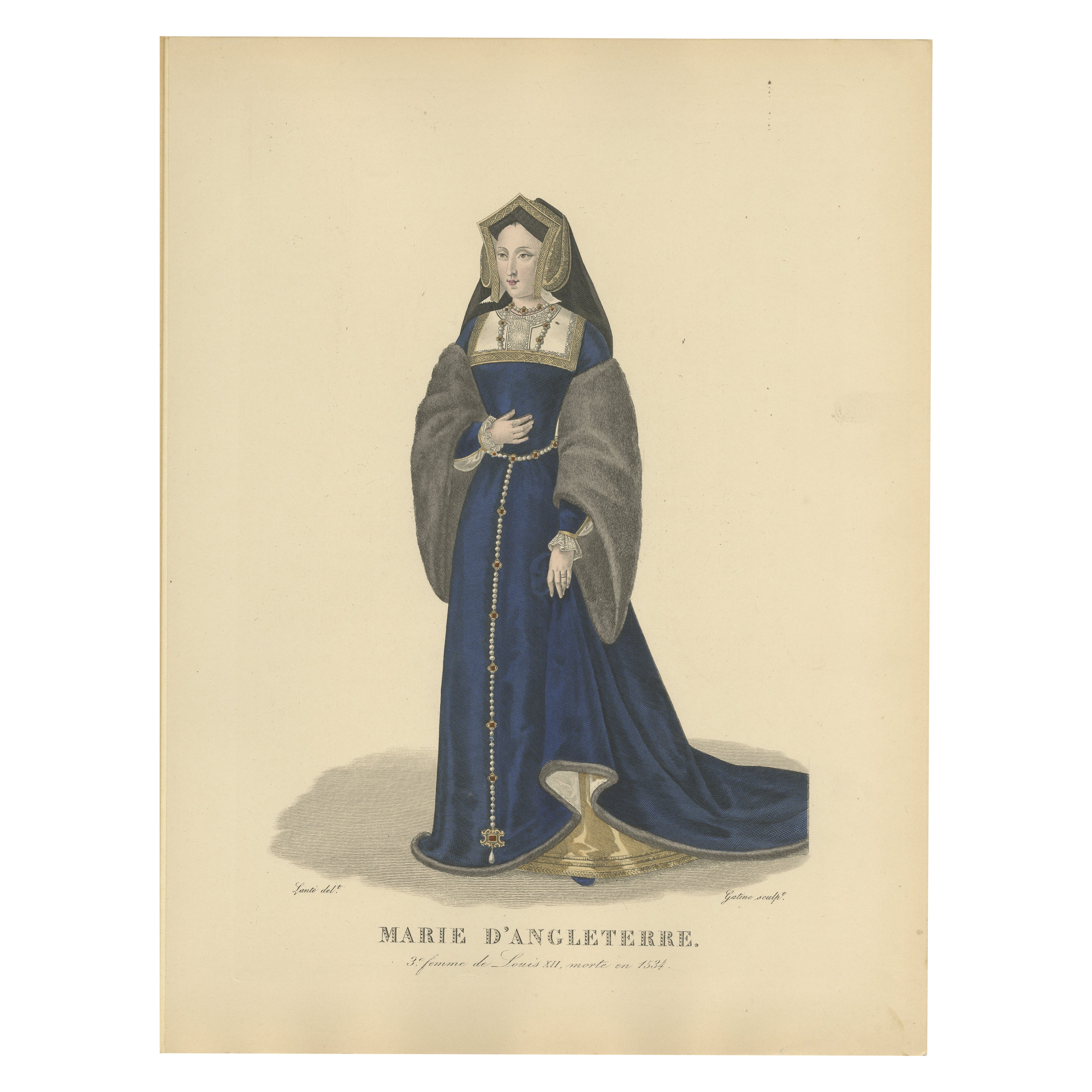 Mary of England, Queen of France – Handcoloured Engraving, ca. 1900