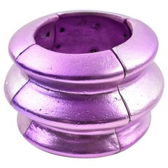 Retro Mary Oros Massive Purple Resin Stretch Geometric Bracelet Bangle