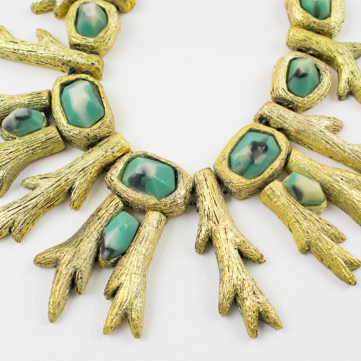 Mary Oros Skulpturale Choker-Halskette aus vergoldetem Harzguss im Angebot 5