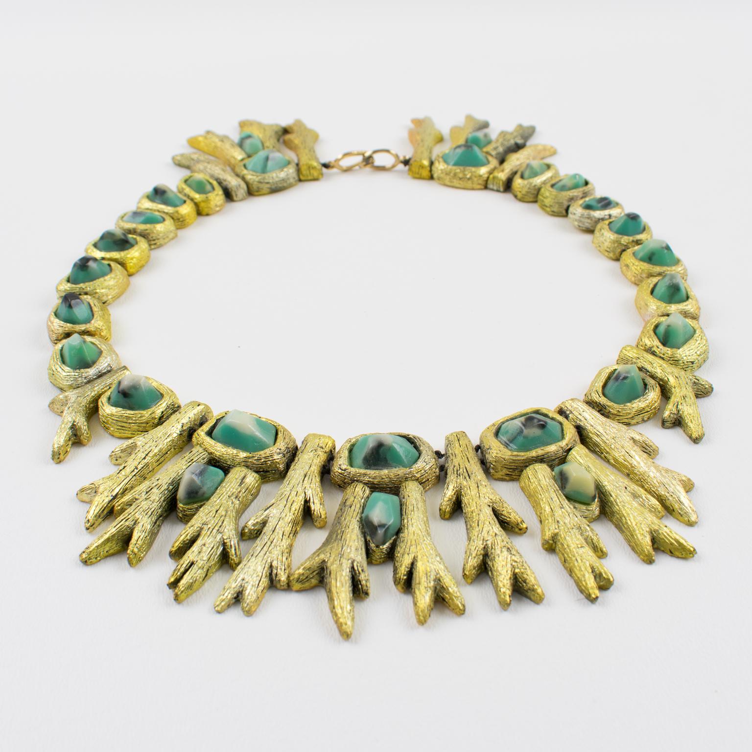 Mary Oros Skulpturale Choker-Halskette aus vergoldetem Harzguss im Angebot 7