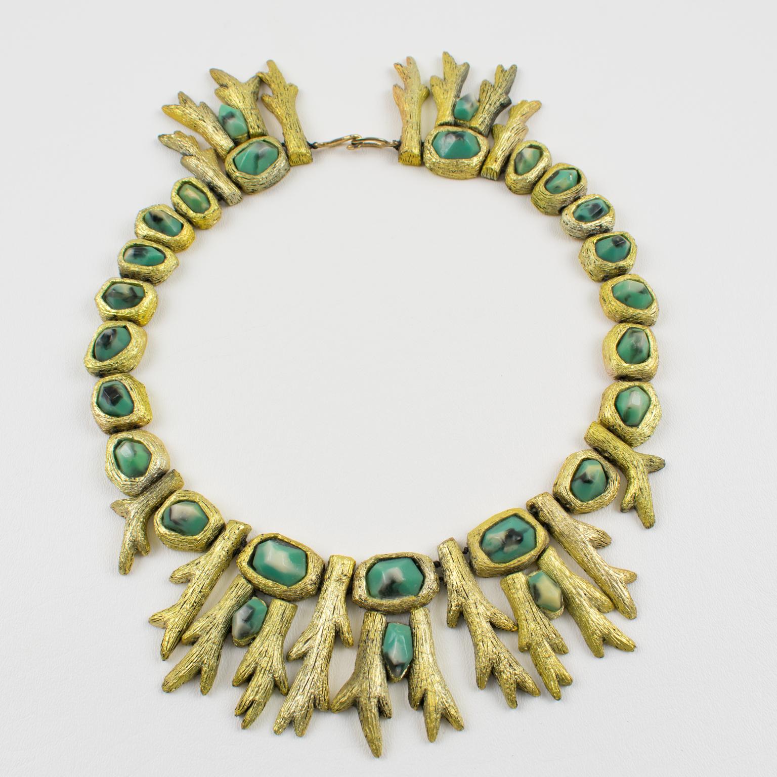 Mary Oros Skulpturale Choker-Halskette aus vergoldetem Harzguss im Angebot 8