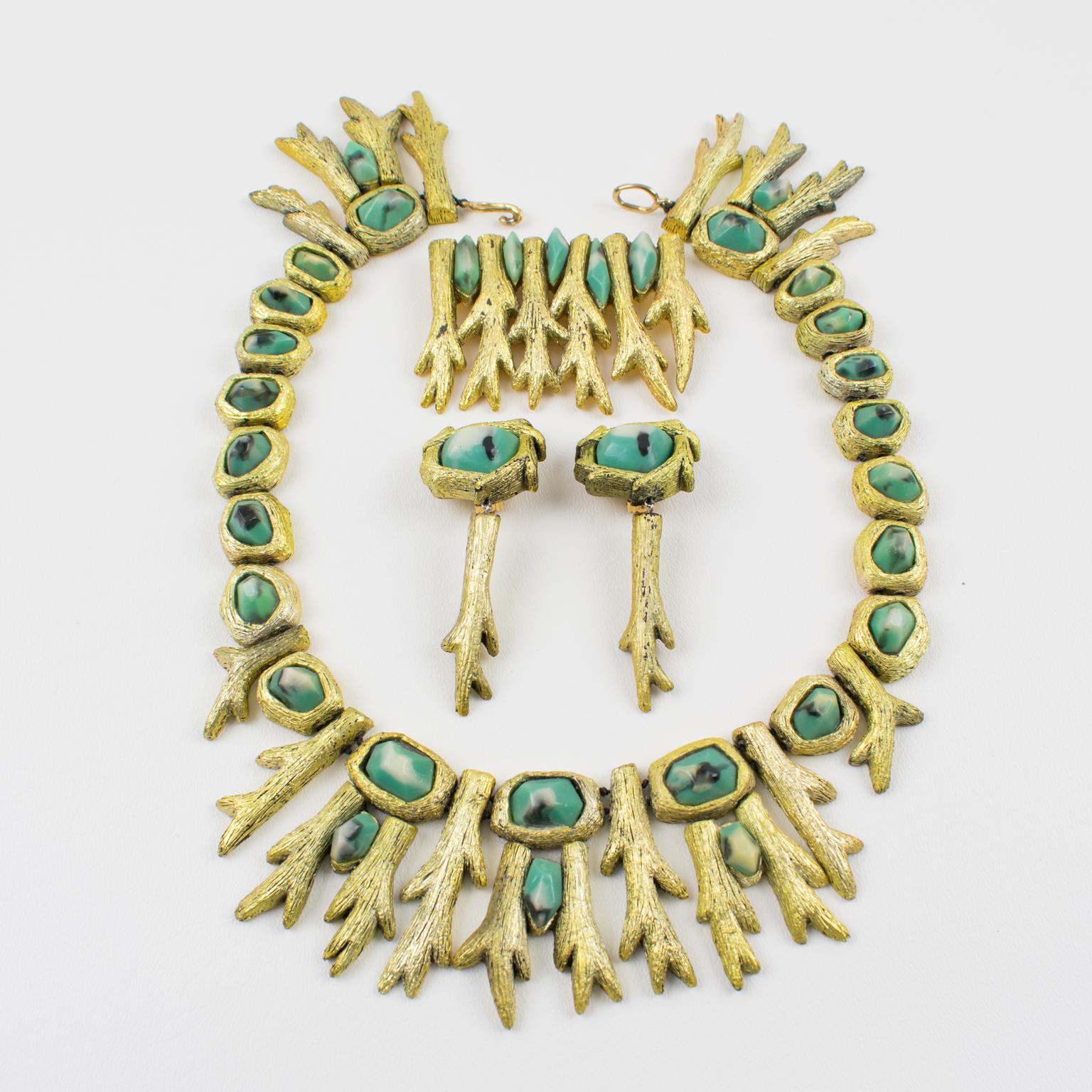 Mary Oros Skulpturale Choker-Halskette aus vergoldetem Harzguss im Angebot 9